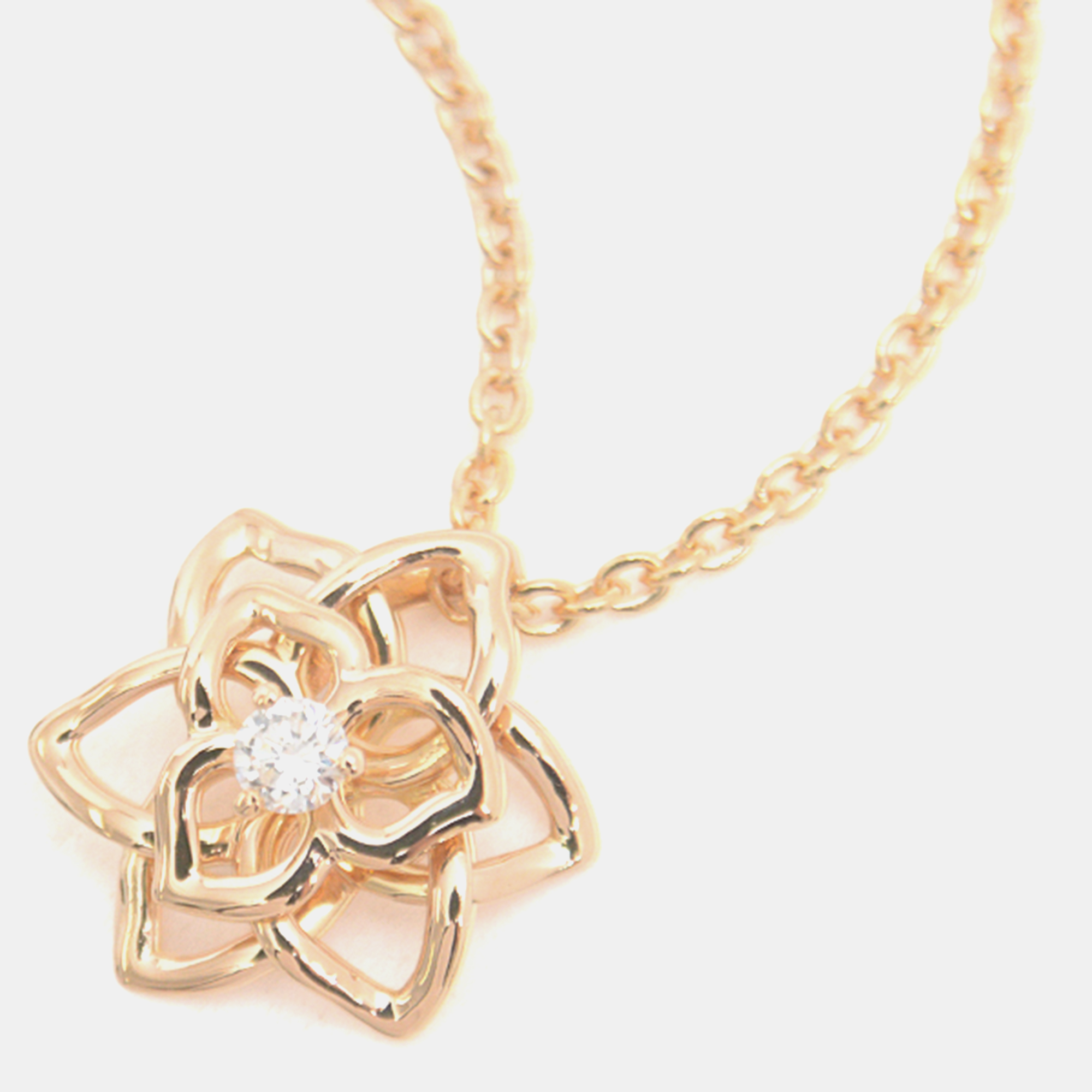Piaget 18K Rose Gold and Diamond Rose Pendant Necklace