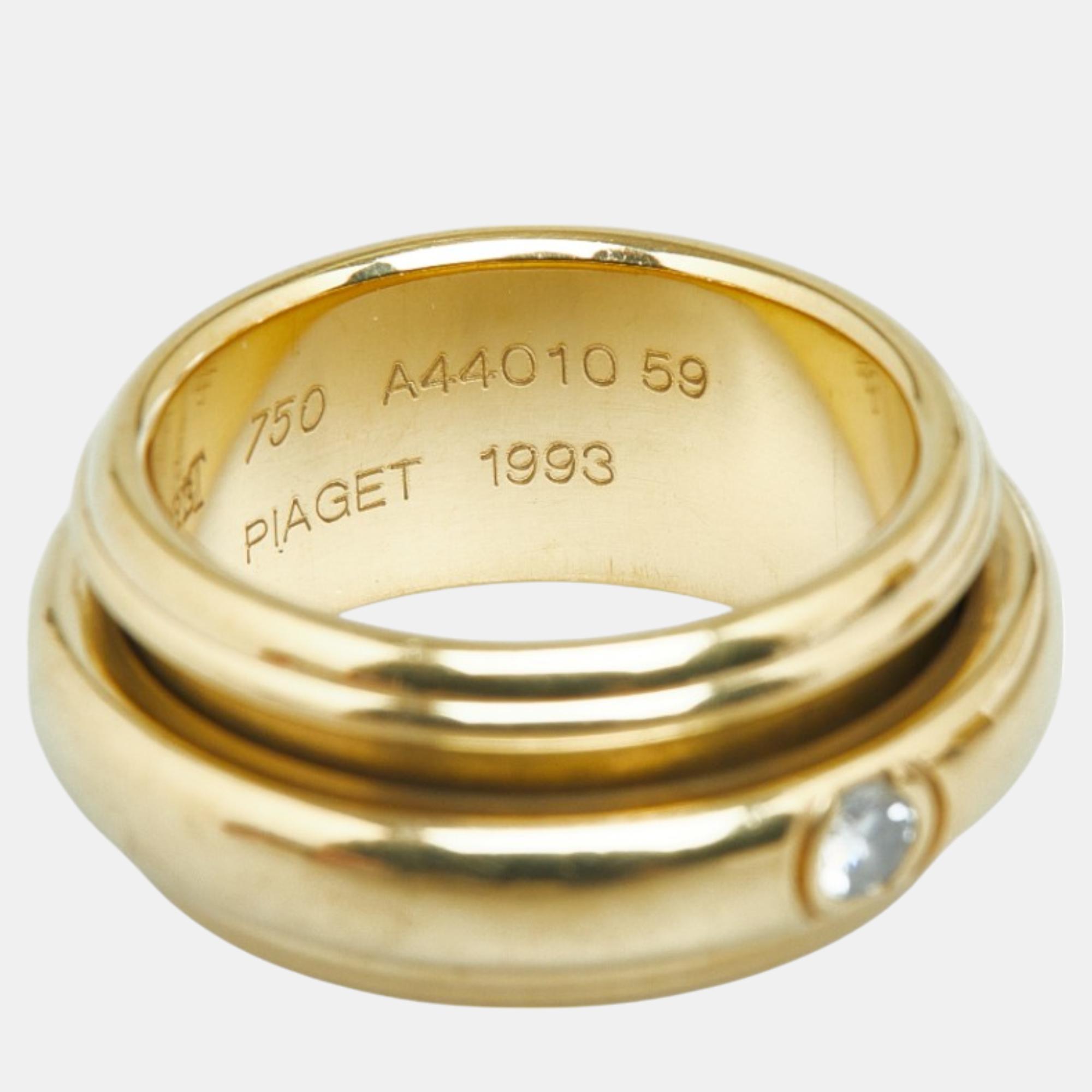 Piaget 18k Yellow Gold Diamond Piaget Posession Ring EU 59