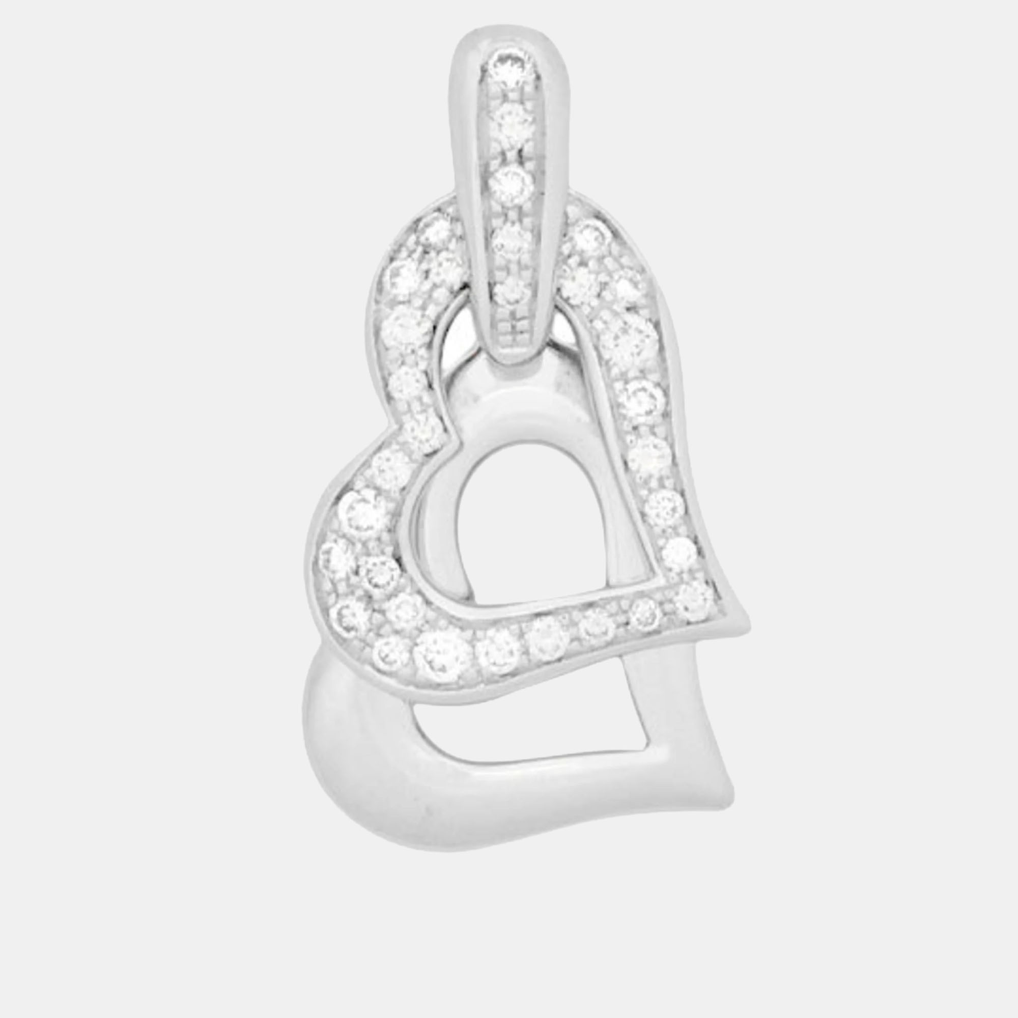 Piaget 18k white gold and diamond heart pendant necklace