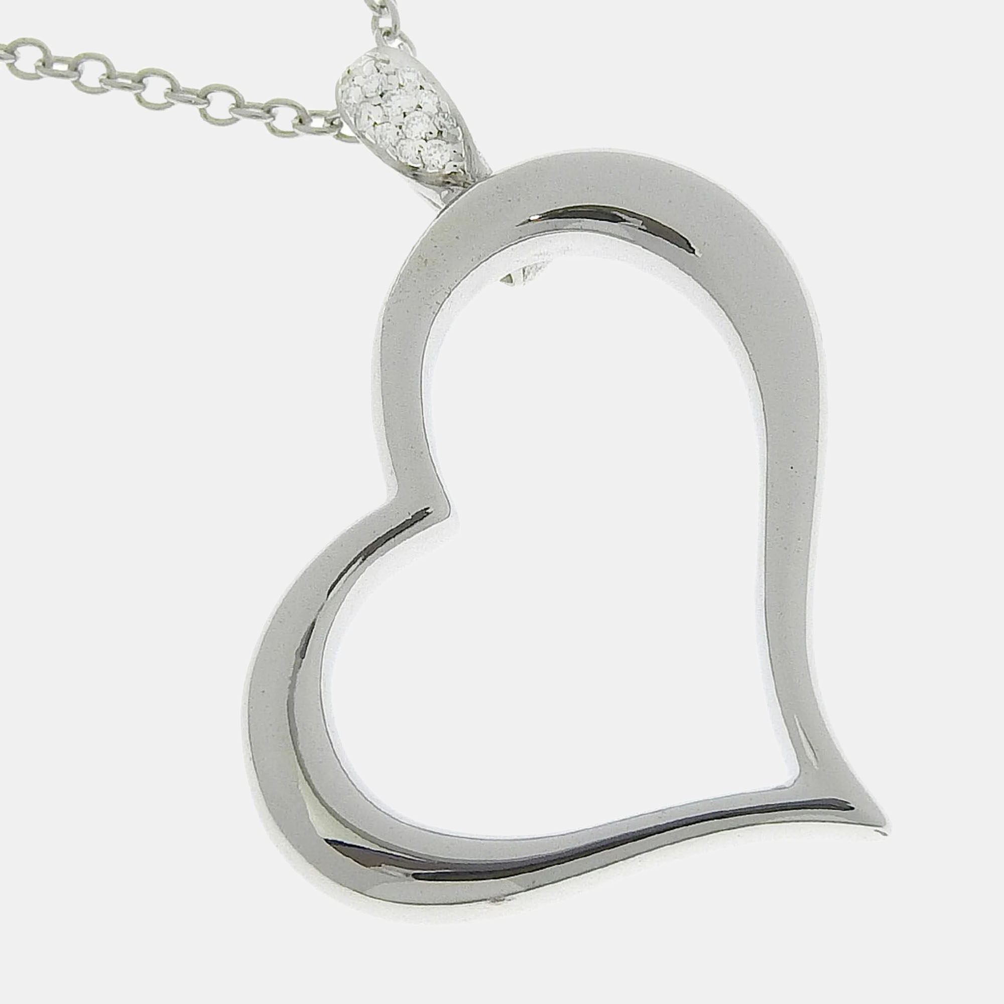 Piaget 18K White Gold and Diamond Heart Pendant Necklace