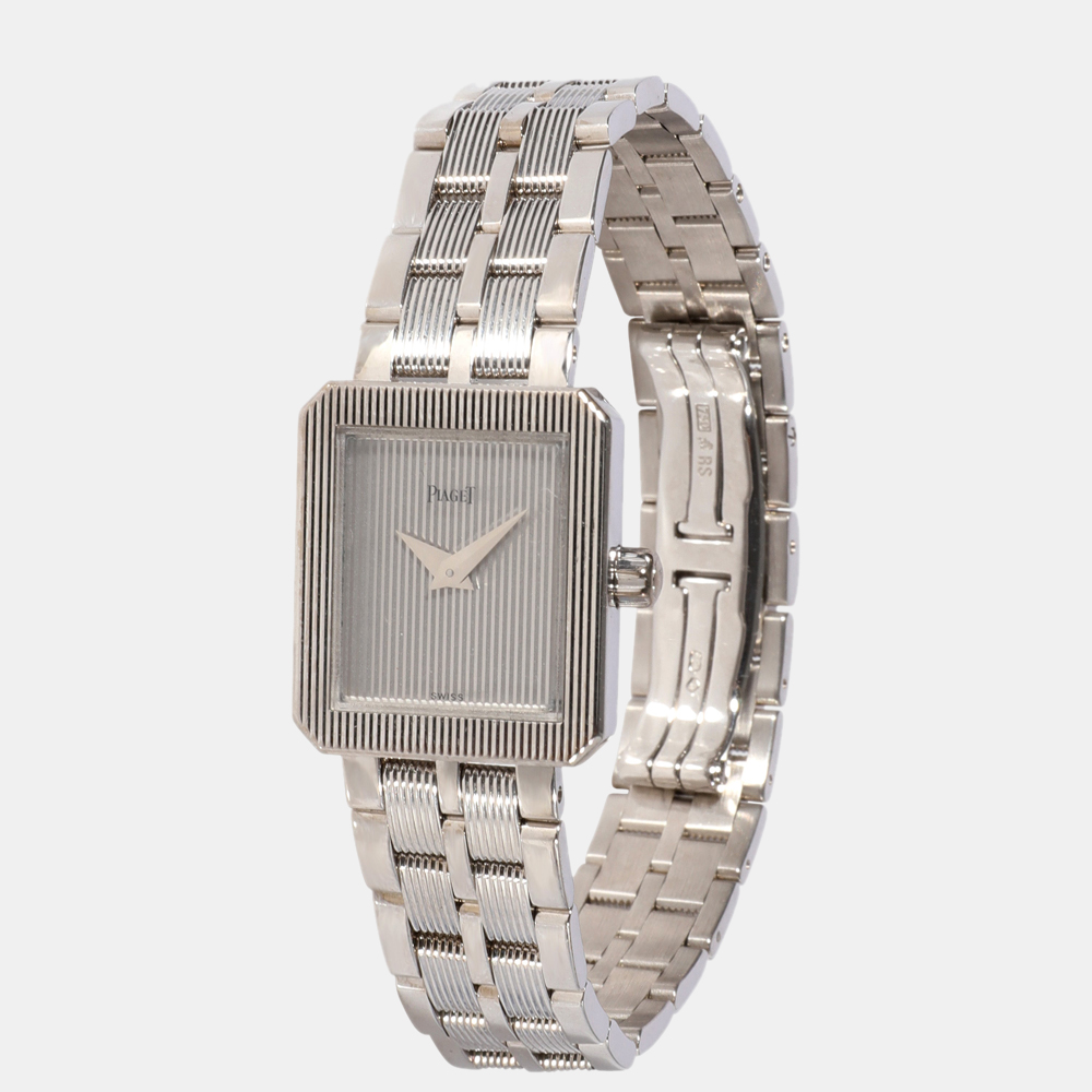 Piaget Silver 18K White Gold Miss Protocole 5354 M601D Quartz Women's Wristwatch 20 Mm