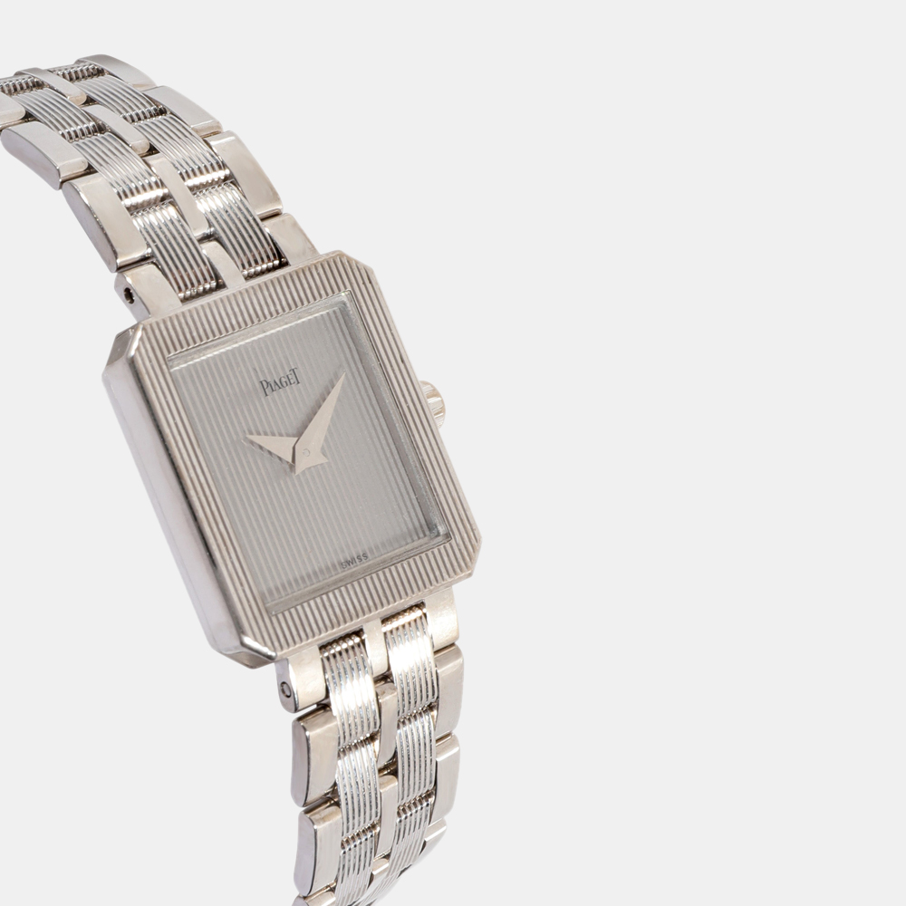 Piaget Silver 18K White Gold Miss Protocole 5354 M601D Quartz Women's Wristwatch 20 Mm