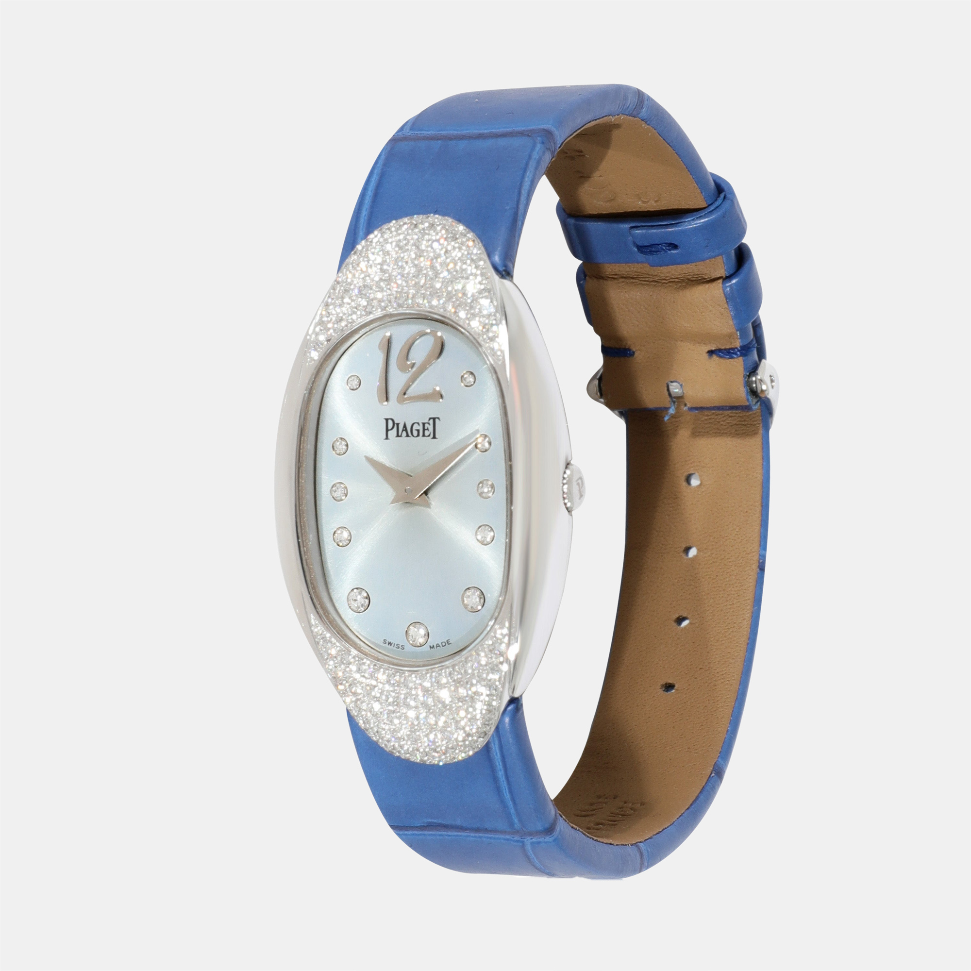 Piaget Blue Diamonds 18K White Gold Limelight PI0002 Women's Wristwatch 20 Mm