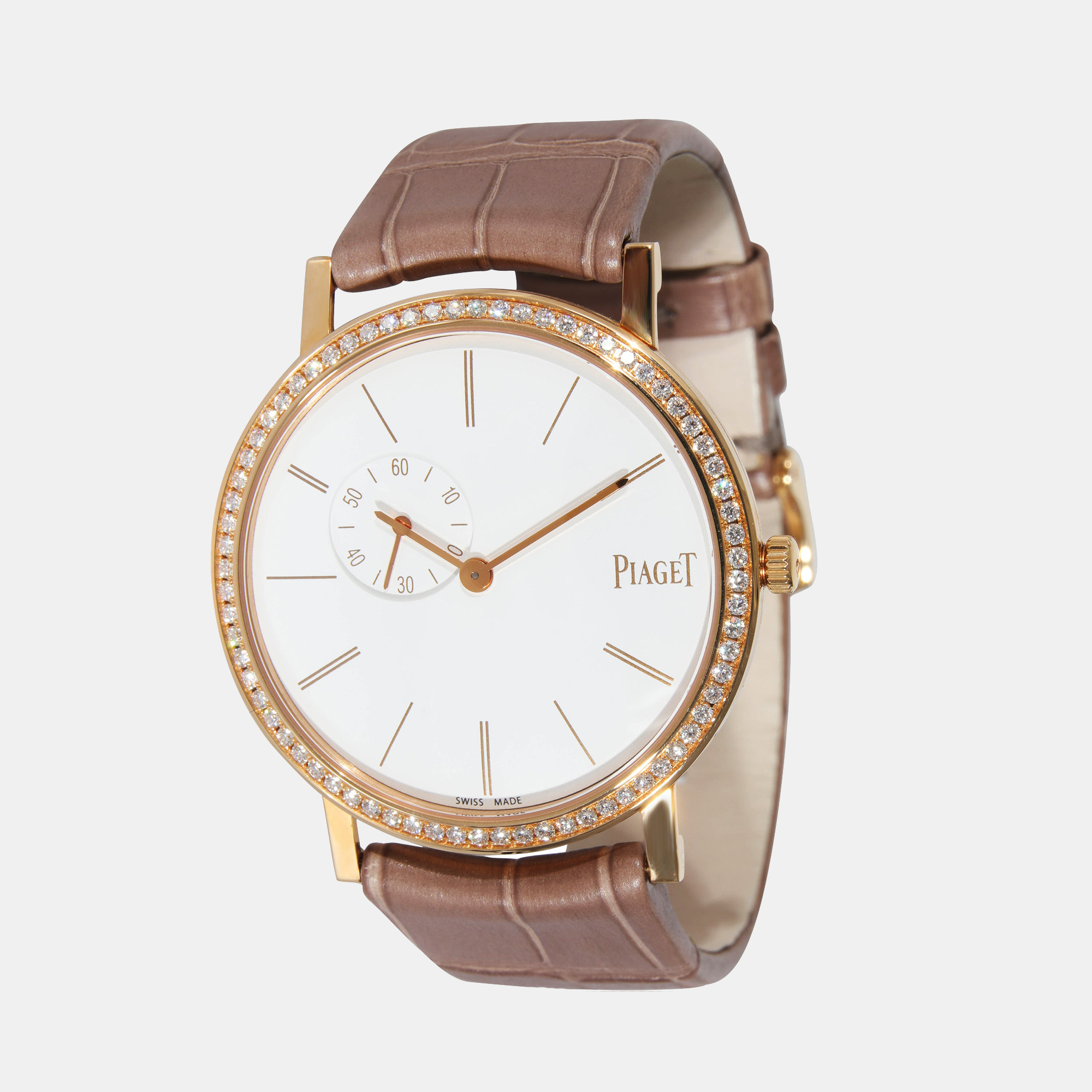 Piaget White Diamonds 18k Rose Gold Altiplano Origin GOA39107 Women's Wristwatch 34 Mm