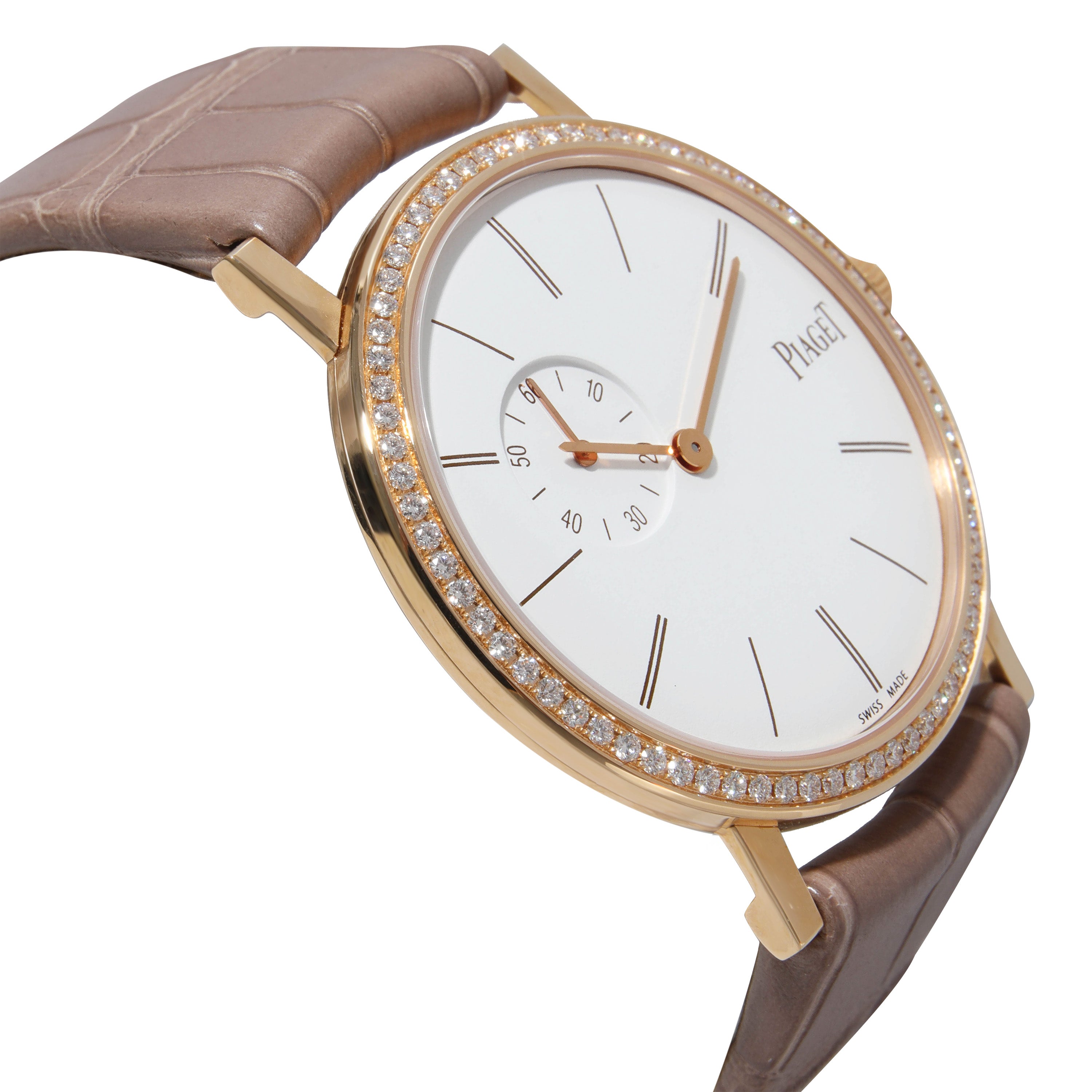 Piaget White Diamonds 18k Rose Gold Altiplano Origin GOA39107 Women's Wristwatch 34 Mm