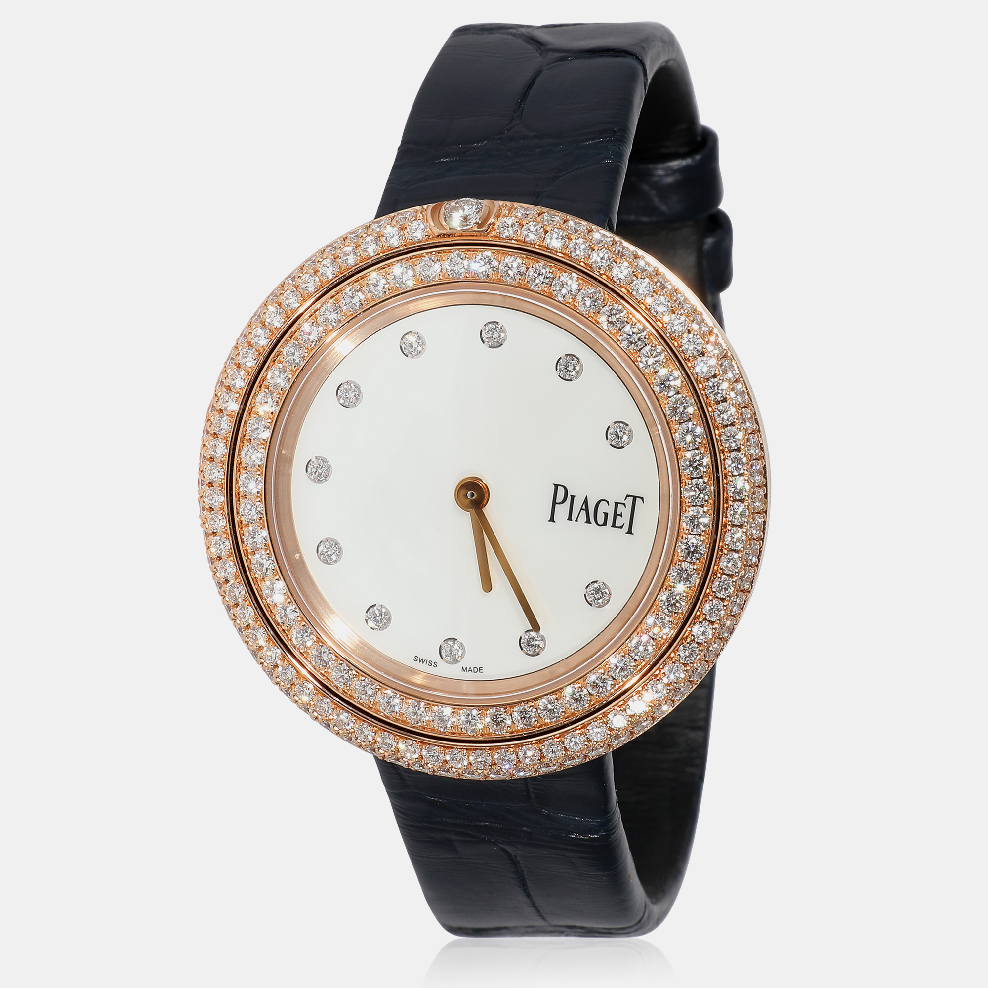 Piaget White Mother Of Pearl Diamond 18k Rose Gold Possession GOA45092 Quartz Women's Wristwatch 34 Mm