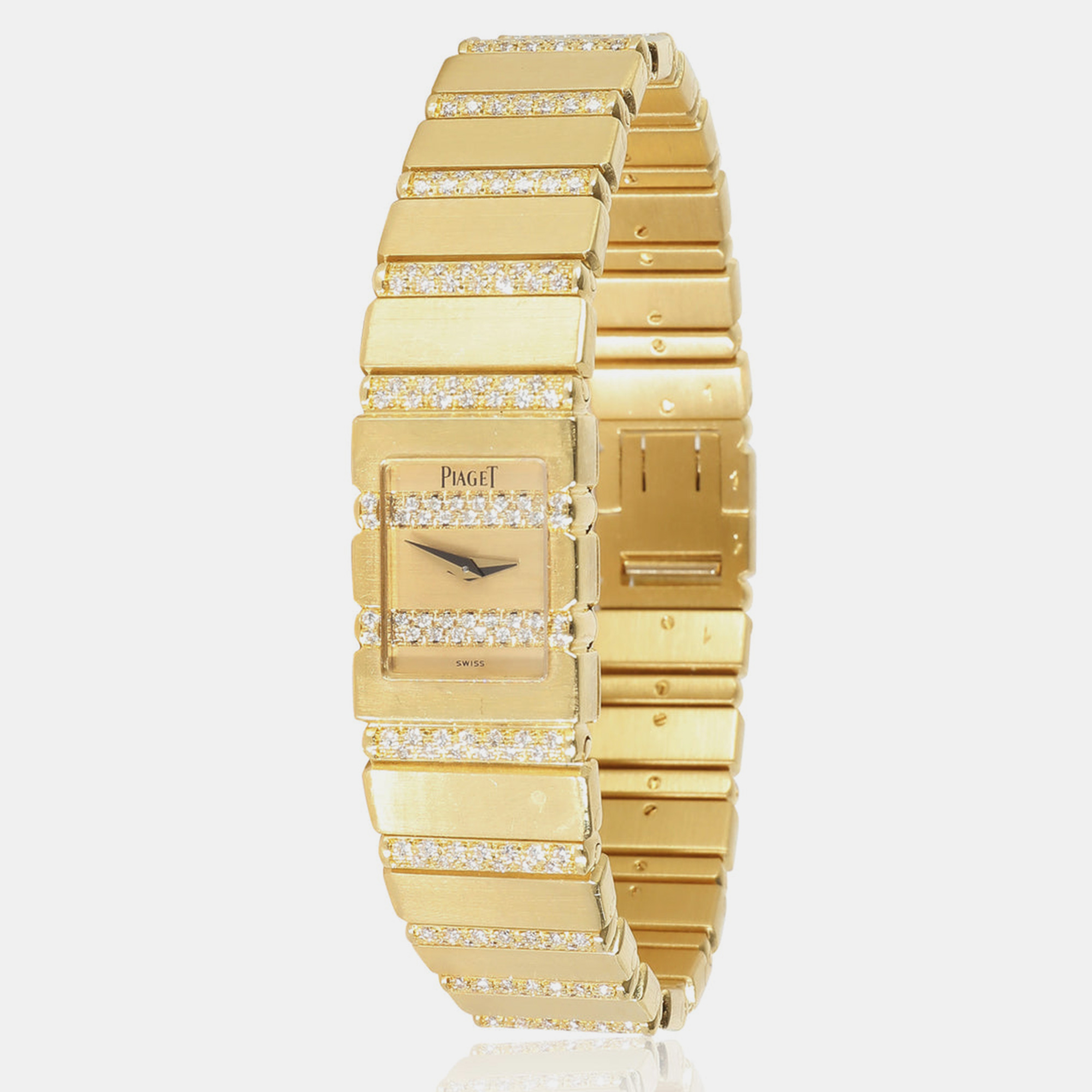 Piaget champagne 18k yellow gold polo 15201 quartz women's wristwatch 14 mm