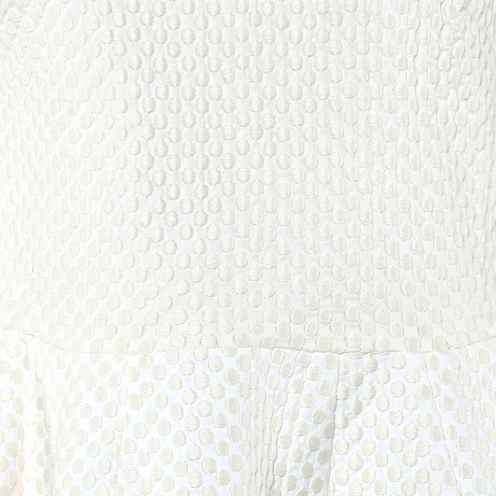 Pierre Balmain Cream Embroidered Cotton Peplum Top M