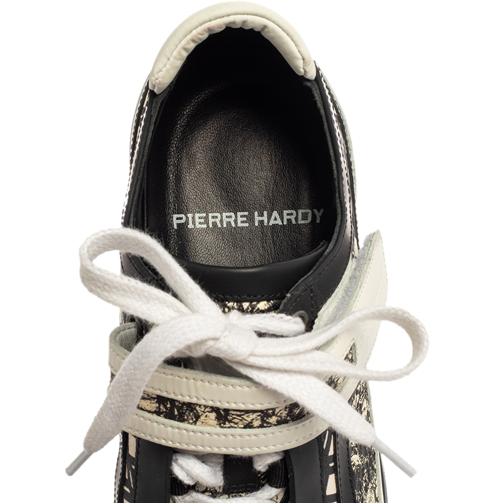 Pierre Hardy Monochrome Leather And Printed Python Low Top Sneakers Size 39