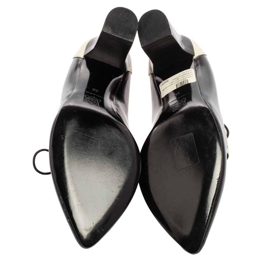 Pierre Hardy Black/white Patent And Leather Loafer Pumps Size 38