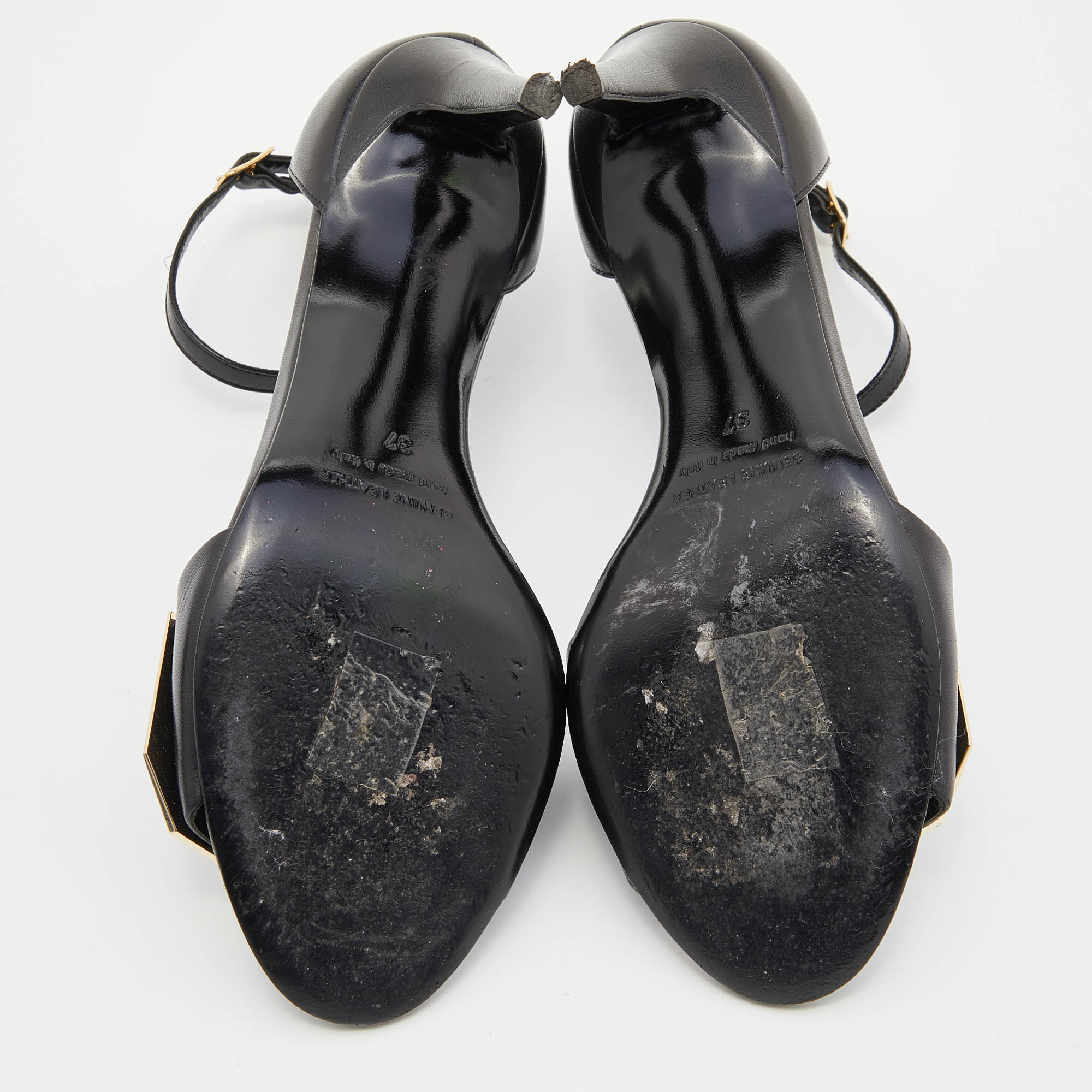 Pierre Hardy Black Leather Embellished Ankle Strap Sandals Size 37