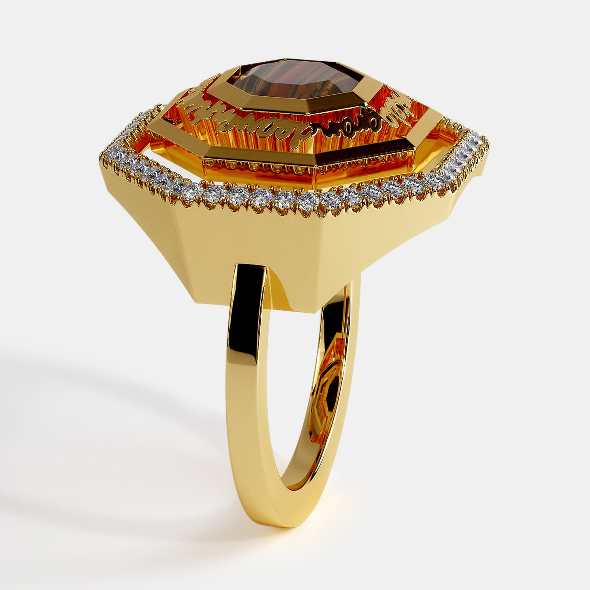 Place Vendome Ring Vendome XIII Simone Yellow Gold And Eye Tiger Size 51