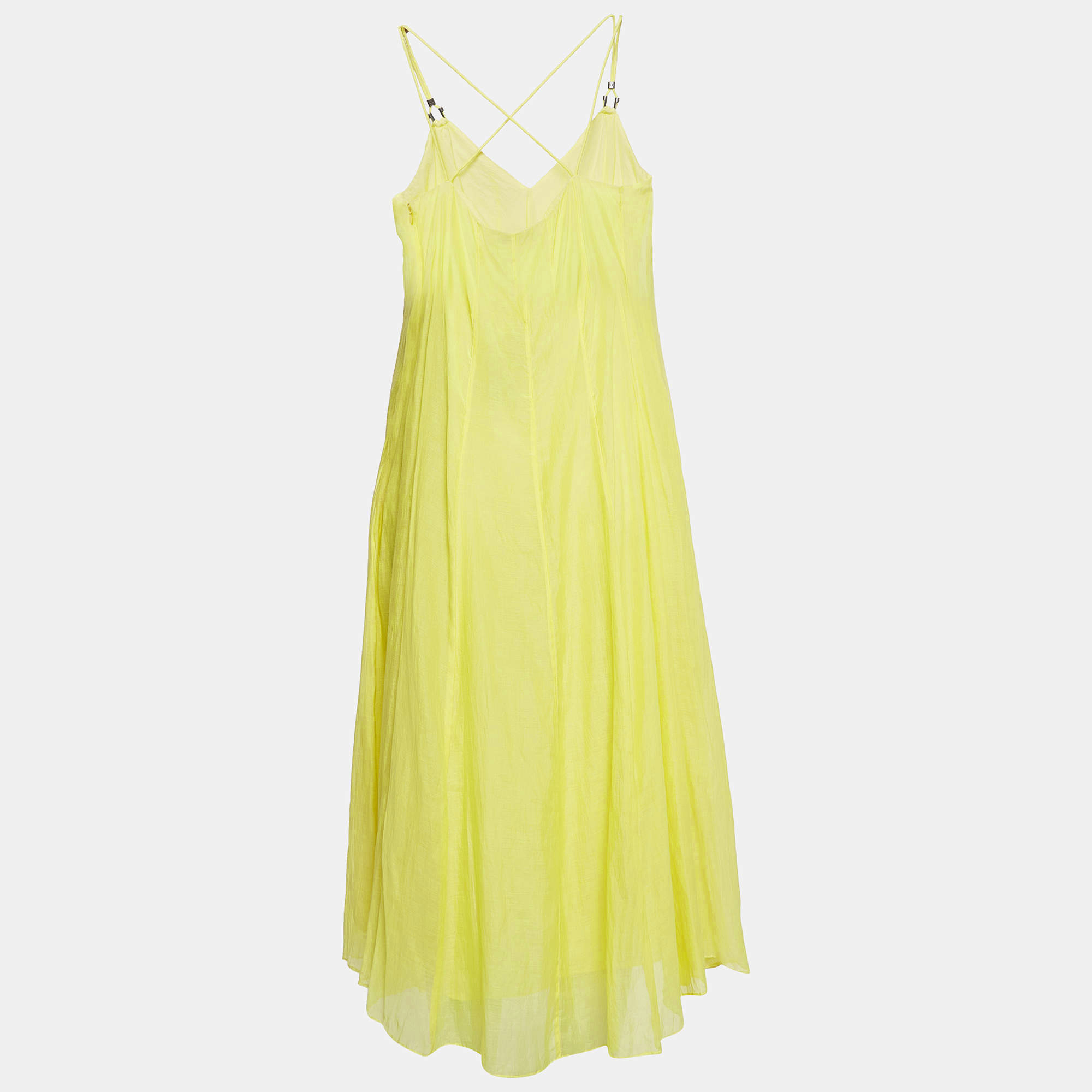 Polo Ralph Lauren Yellow Cotton Wynonna Midi Dress L