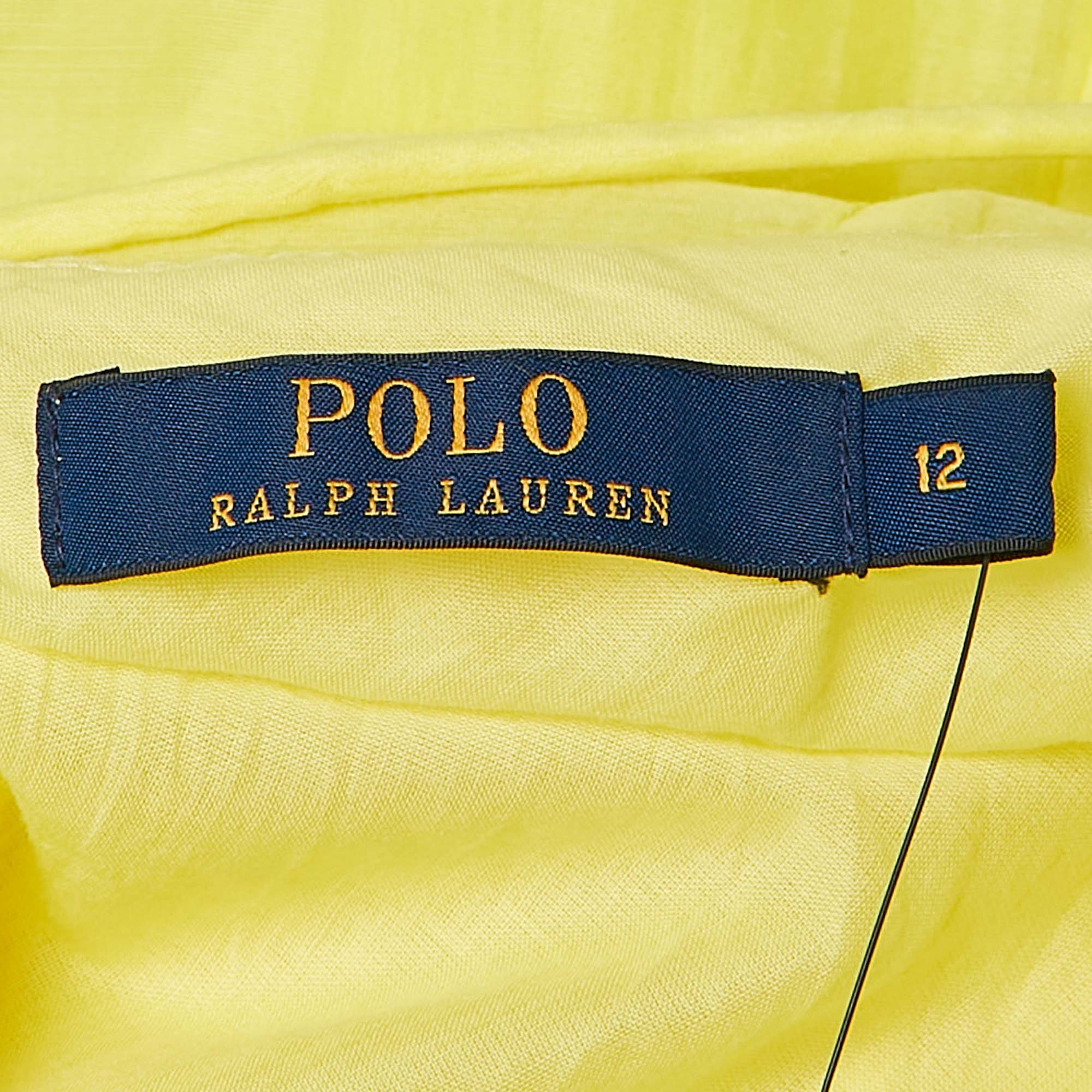 Polo Ralph Lauren Yellow Cotton Wynonna Midi Dress L