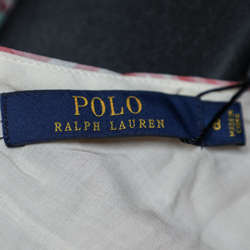 Polo Ralph Lauren Pink Checkered Twill Cross Back Detail Maxi Dress S