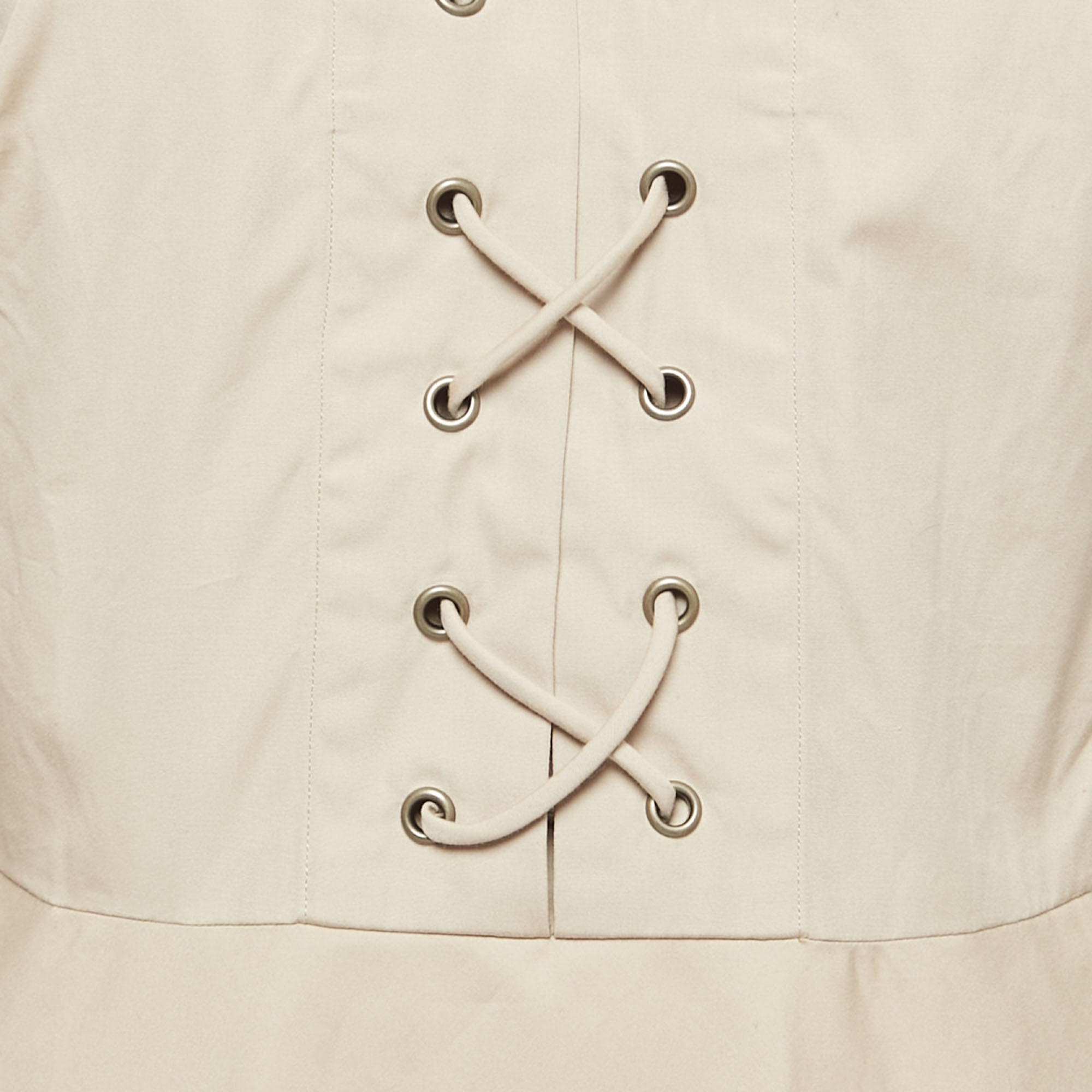 Polo Ralph Lauren Beige Cotton Long Sleeve Midi Dress S