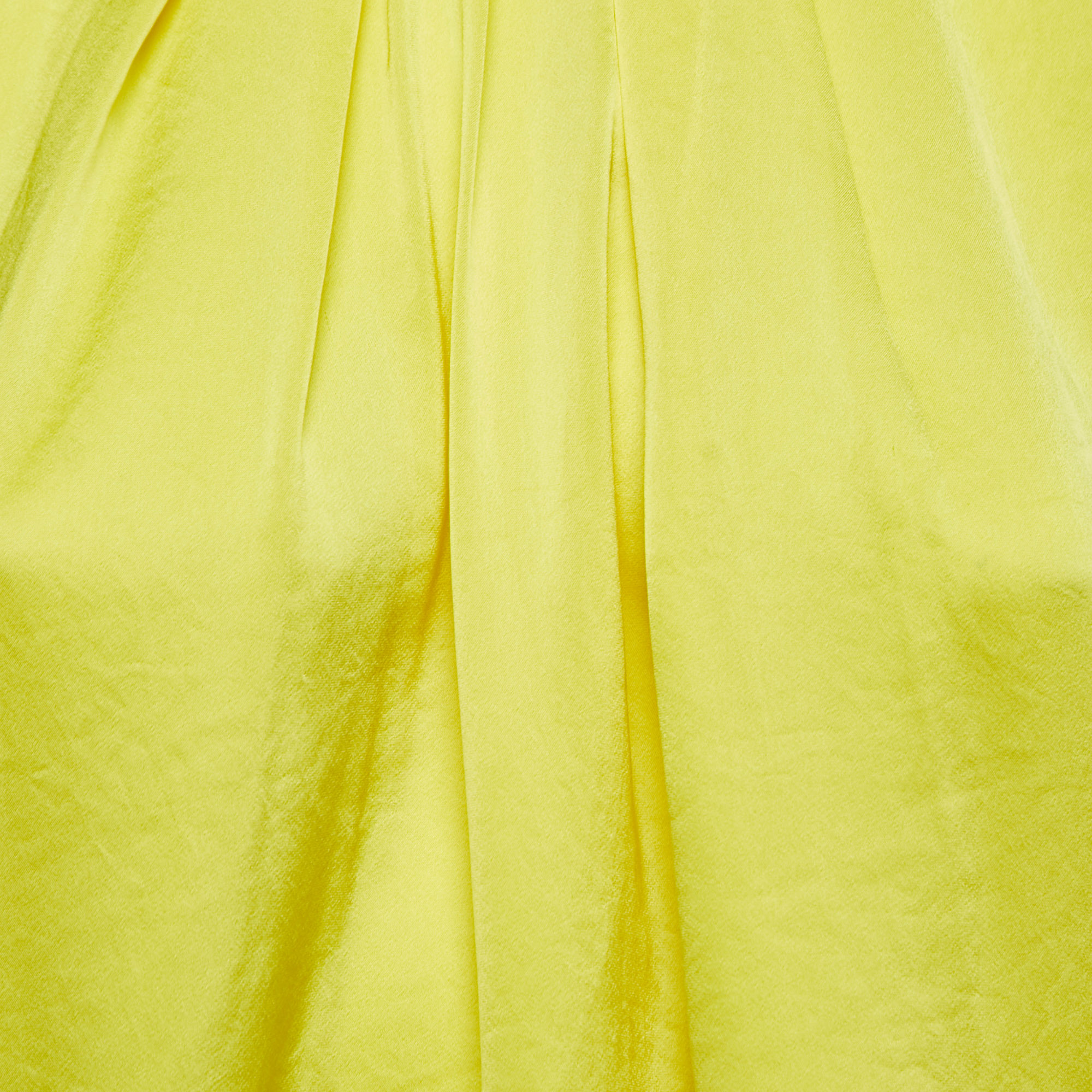 Polo Ralph Lauren Yellow Satin Pleated Sleeveless Top L