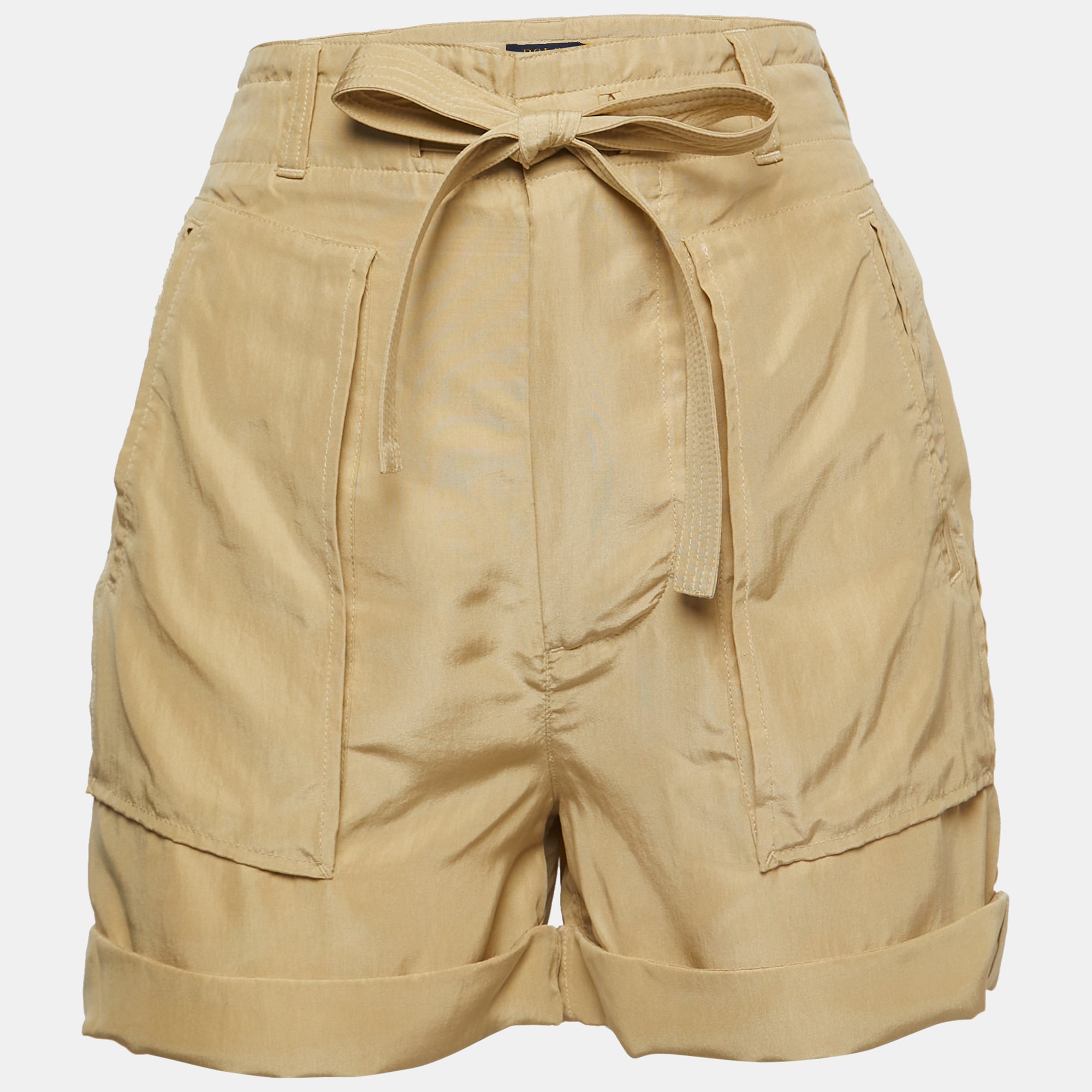 Polo Ralph Lauren Beige Silk Belted Shorts S