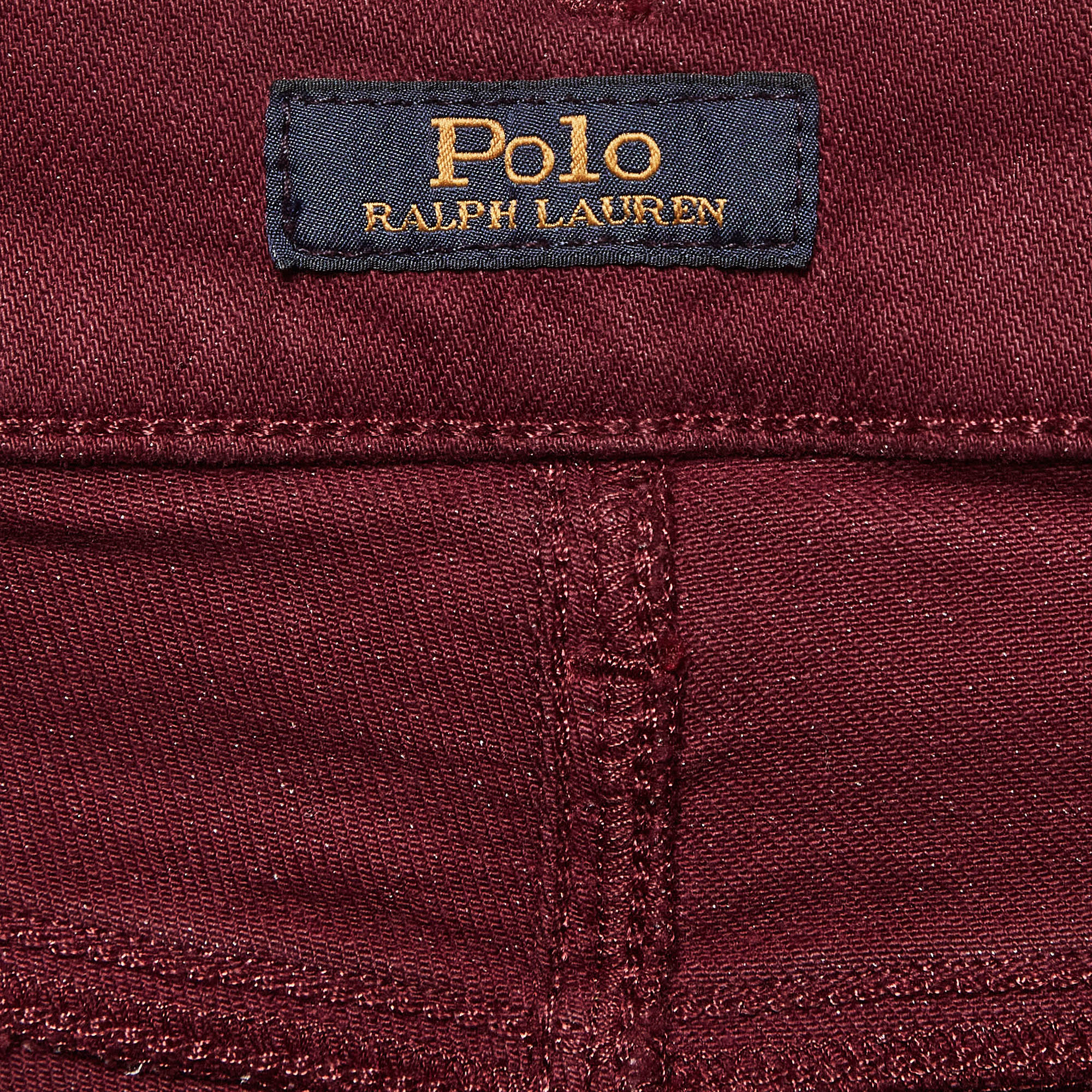 Polo Ralph Lauren Embroidered Burgundy Denim Skinny Jeans M Waist 28