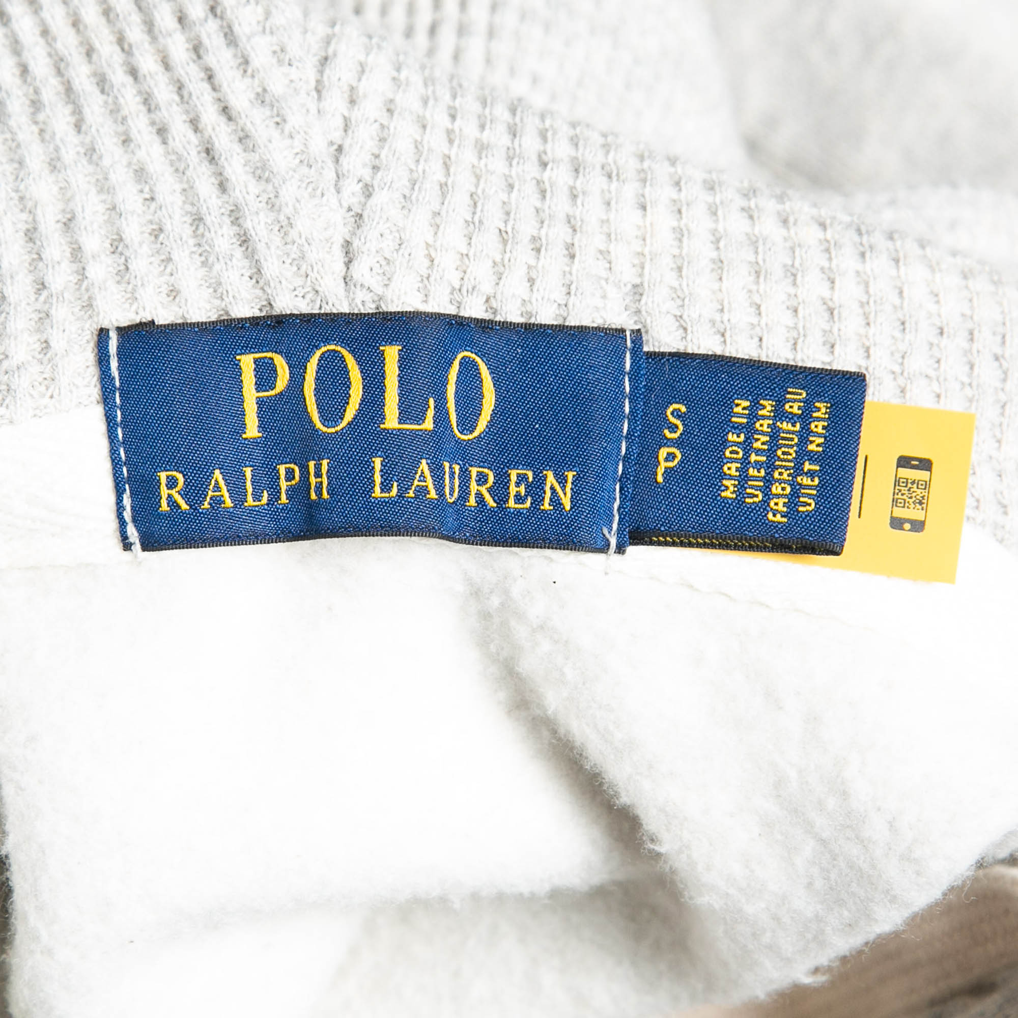 Polo Ralph Lauren Grey Cotton Knit Zip-Up Hoodie S