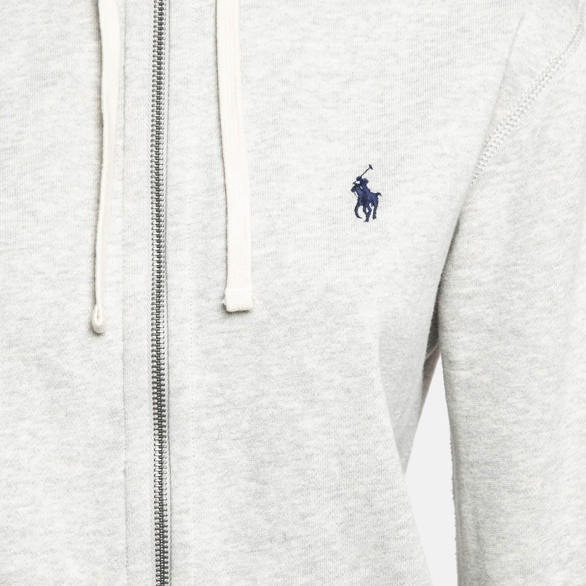 Polo Ralph Lauren Grey Cotton Knit Zip-Up Hoodie S