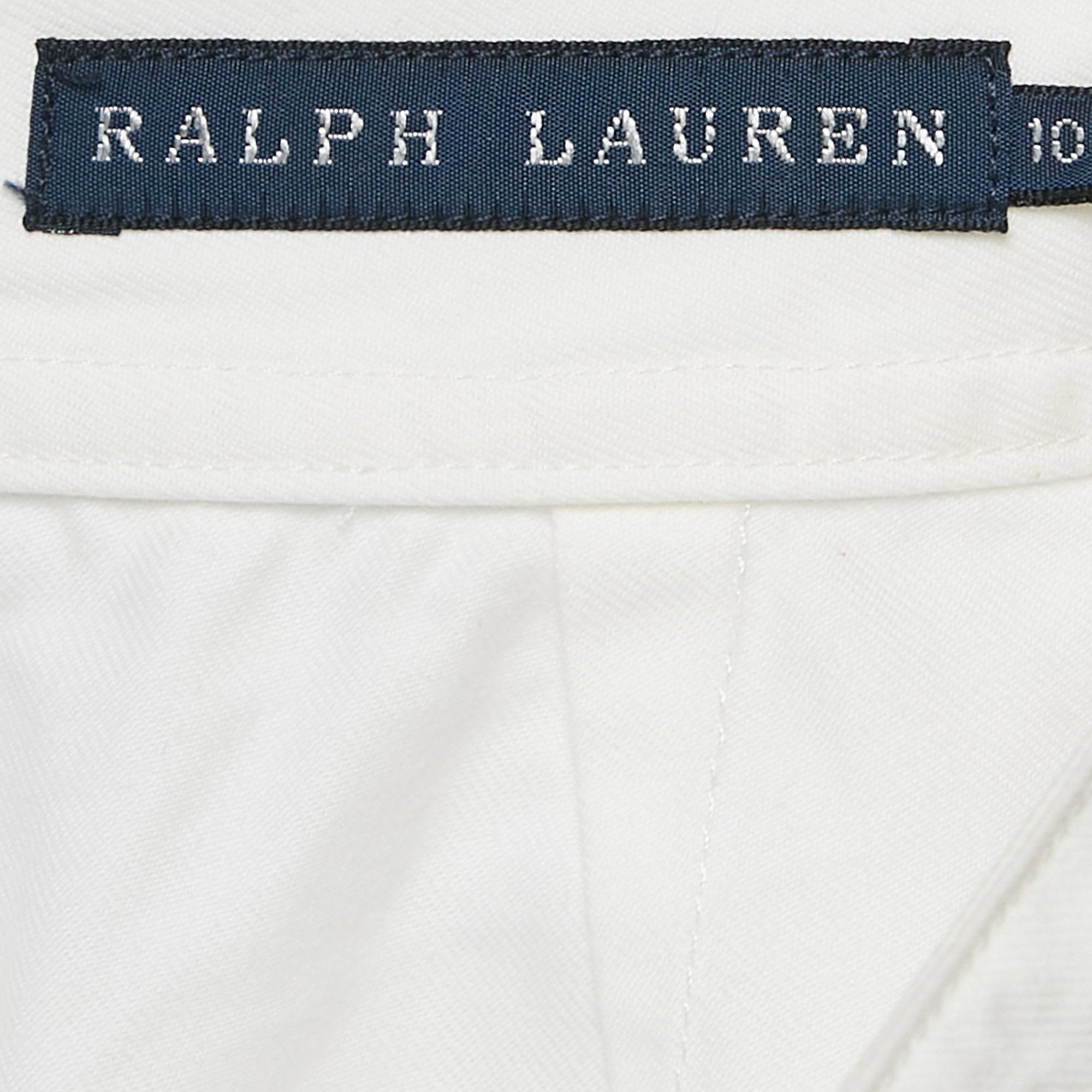 Polo Ralph Lauren White Cotton Lace-Up Pencil Skirt L