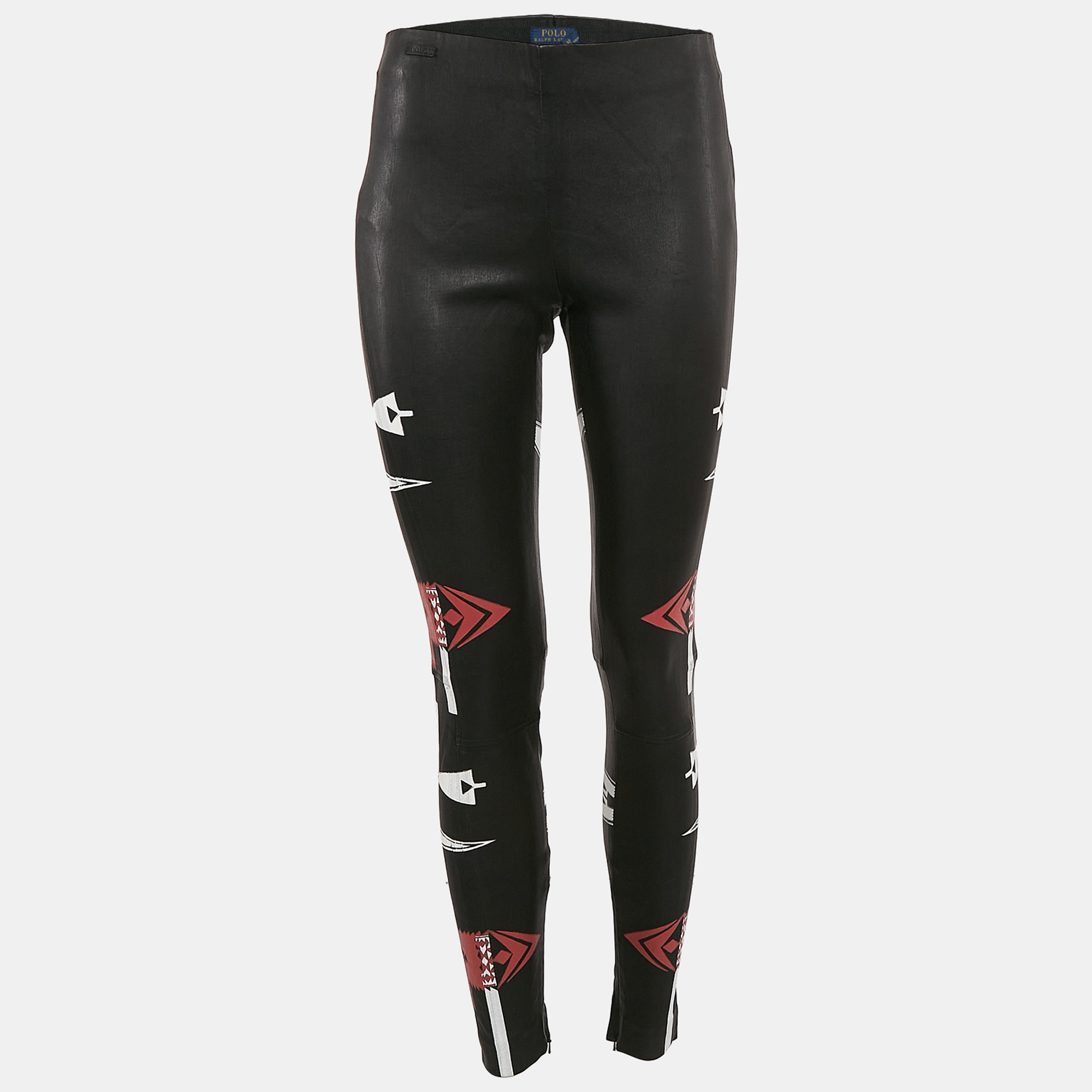 Polo Ralph Lauren Black Printed Leather Pants S