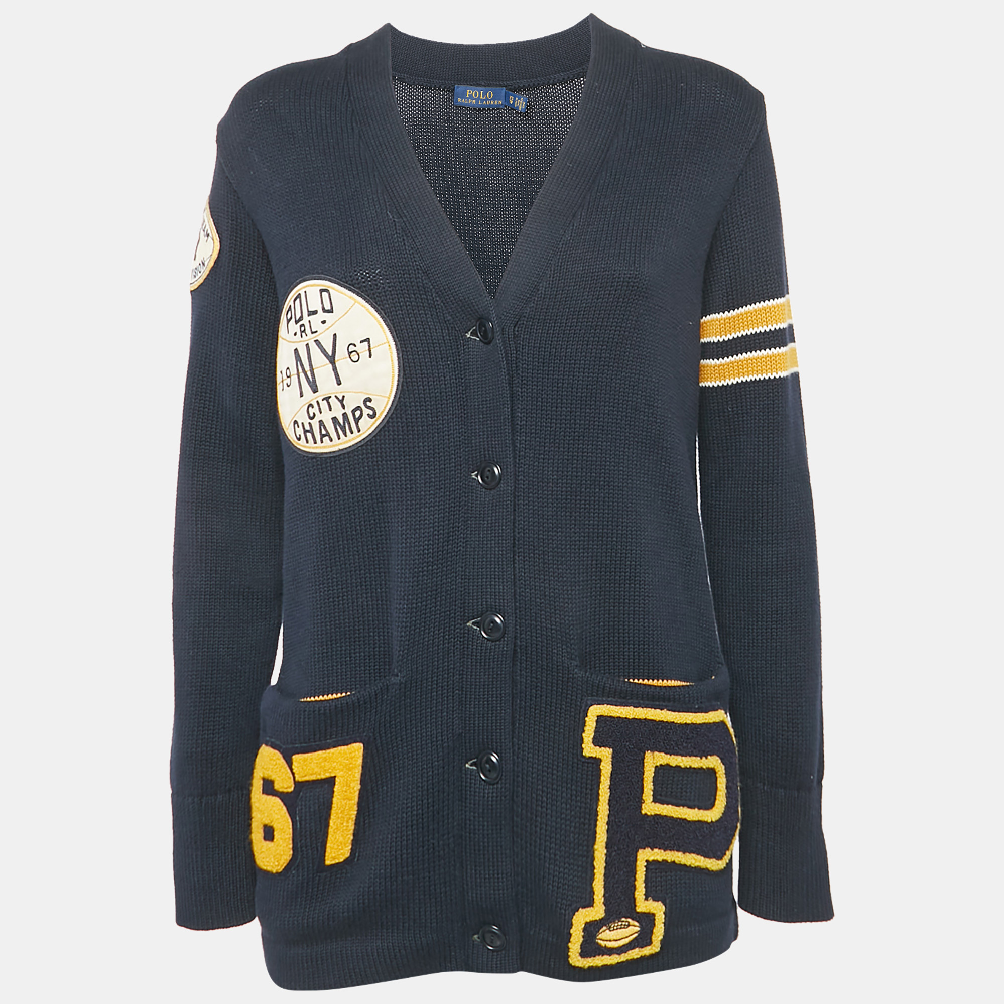 Polo Ralph Lauren Navy Blue Rib Knit Collegiate Varsity Cardigan XS
Polo Ralph Lauren Navy Blue Rib Knit Collegiate Varsity Cardigan XS