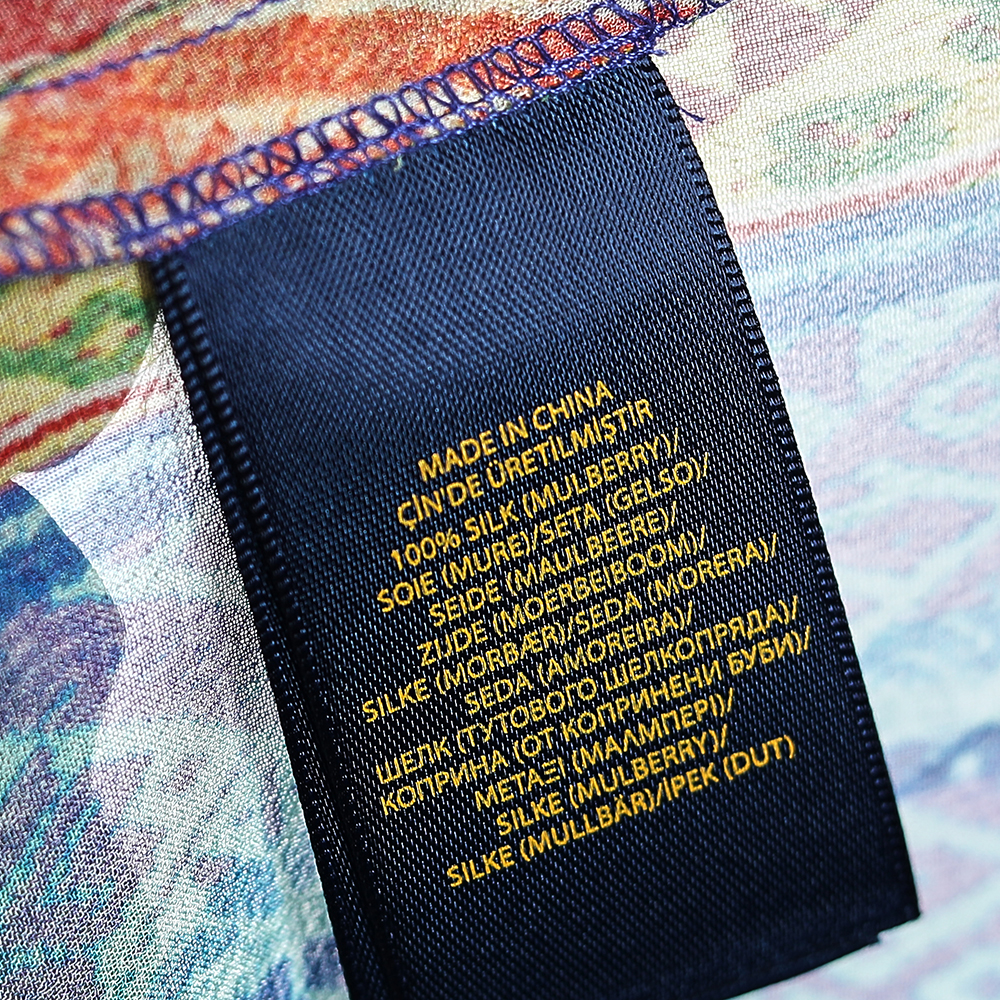 Polo Ralph Lauren Multicolored Printed Silk Asymmetric Hem Detail Dress M