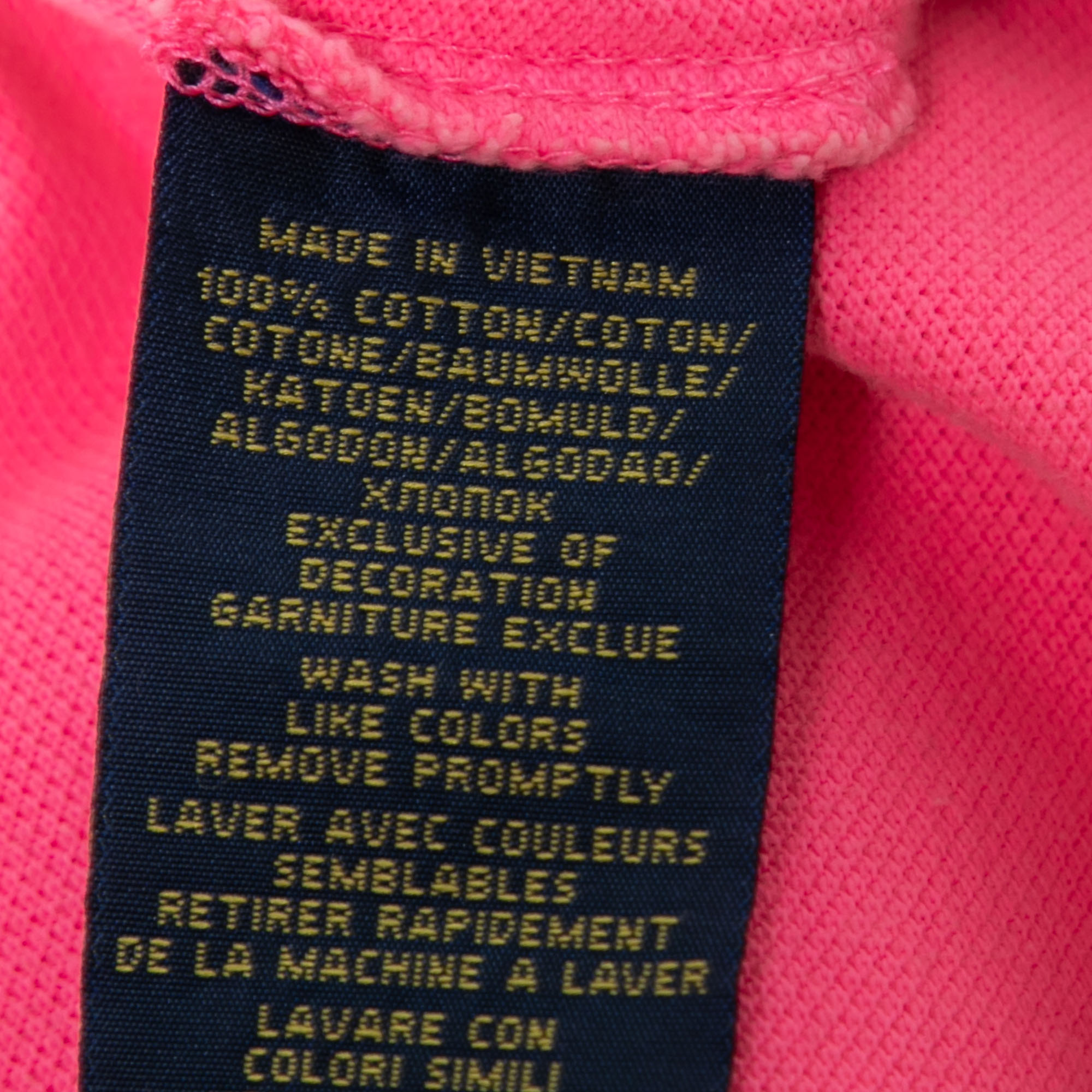 Polo Ralph Lauren Neon Pink Cotton Polo T-Shirt S