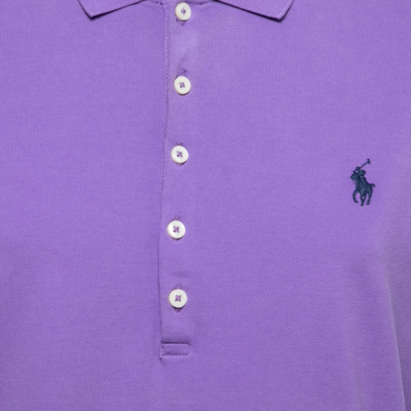 Polo Ralph Lauren Purple Cotton Pique Polo T-Shirt L