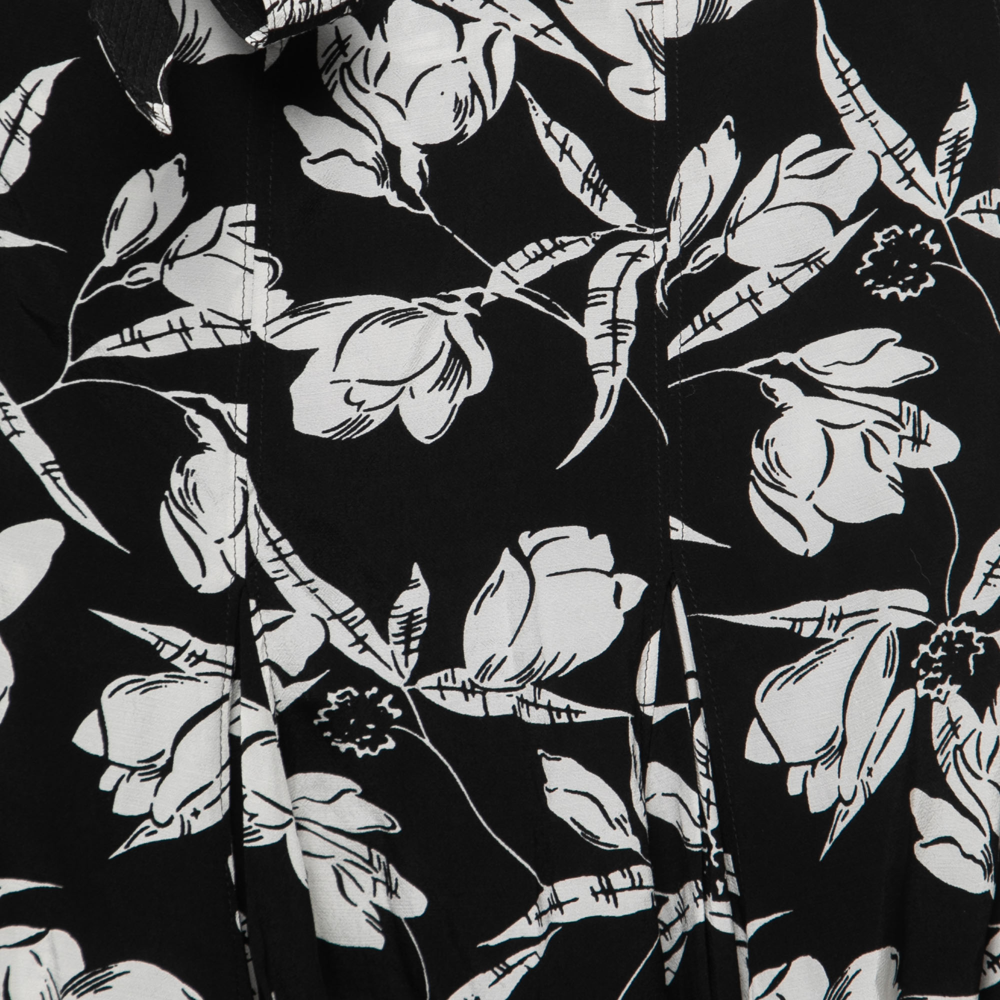 Polo Ralph Lauren Black Floral Printed Crepe Wrap Mini Skirt S