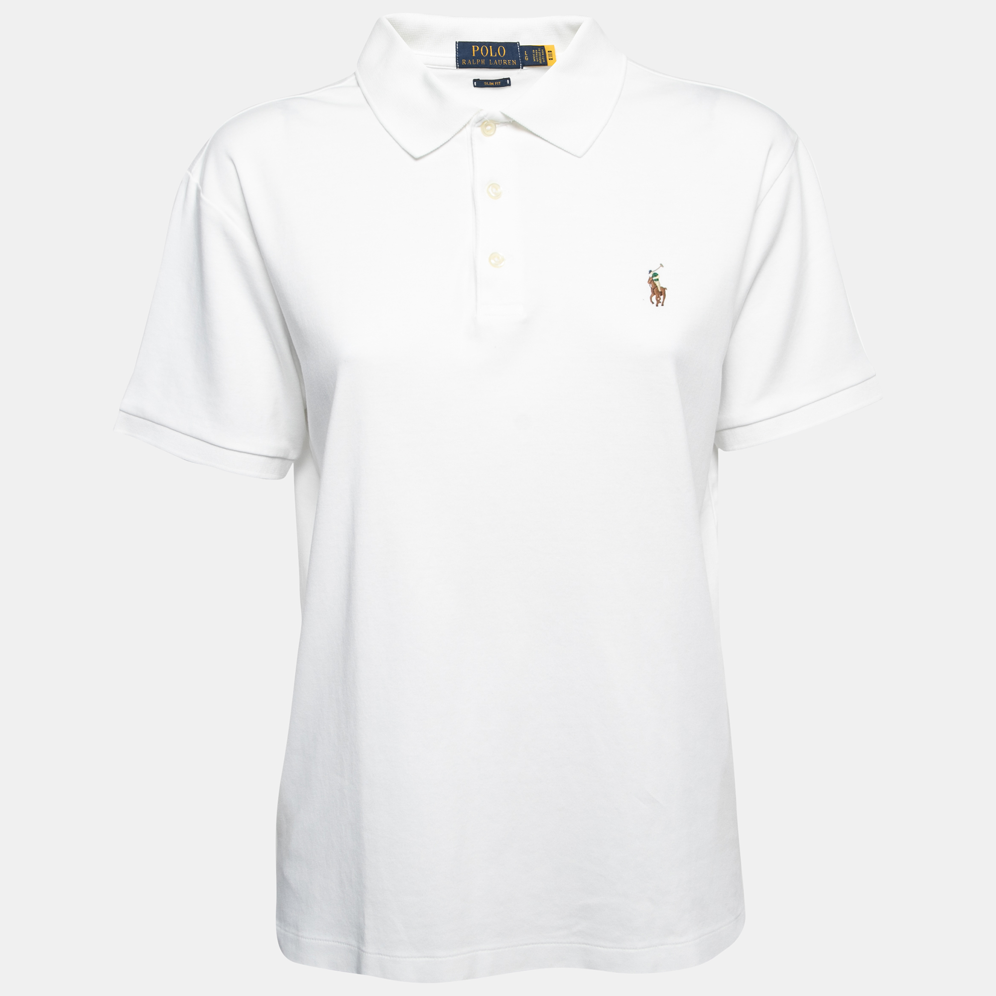 Polo Ralph Lauren White Cotton Slim Fit Polo T-Shirt L