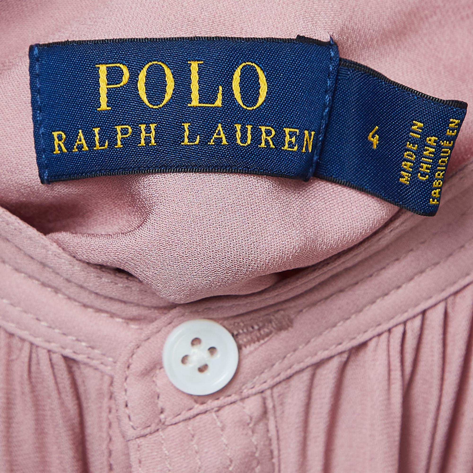 Polo Ralph Lauren Dusty Pink Silk Blend High Neck Shirt Blouse S