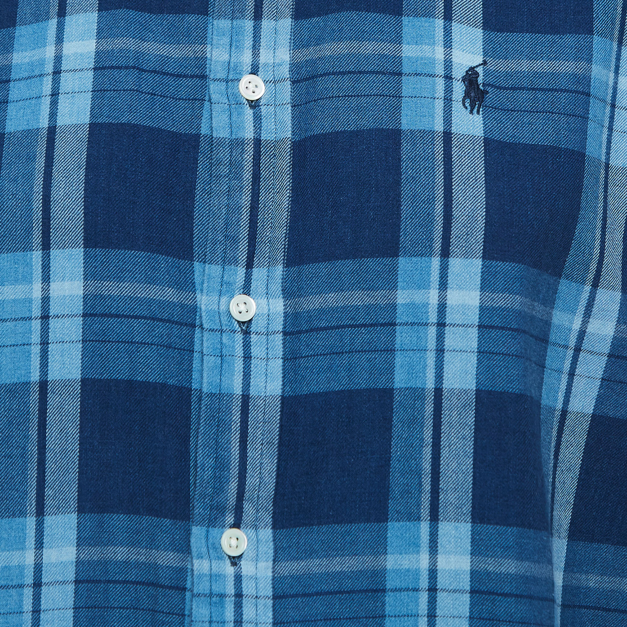 Polo Ralph Lauren Blue Plaid Cotton Button Front Full Sleeve Shirt S
