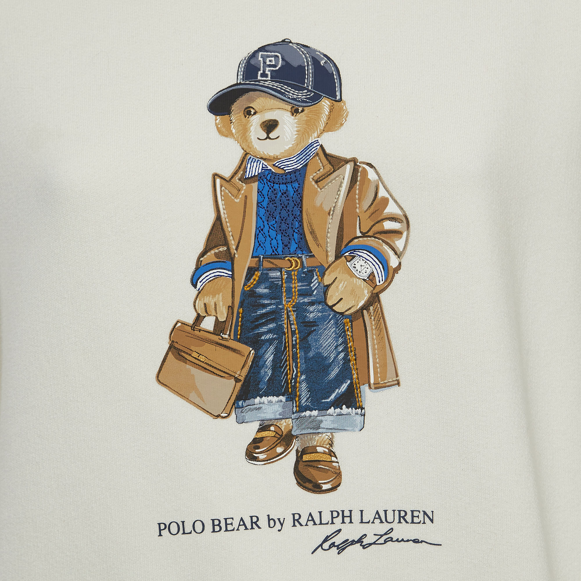 Polo Ralph Lauren White Bear Print Cotton-Blend Sweatshirt M