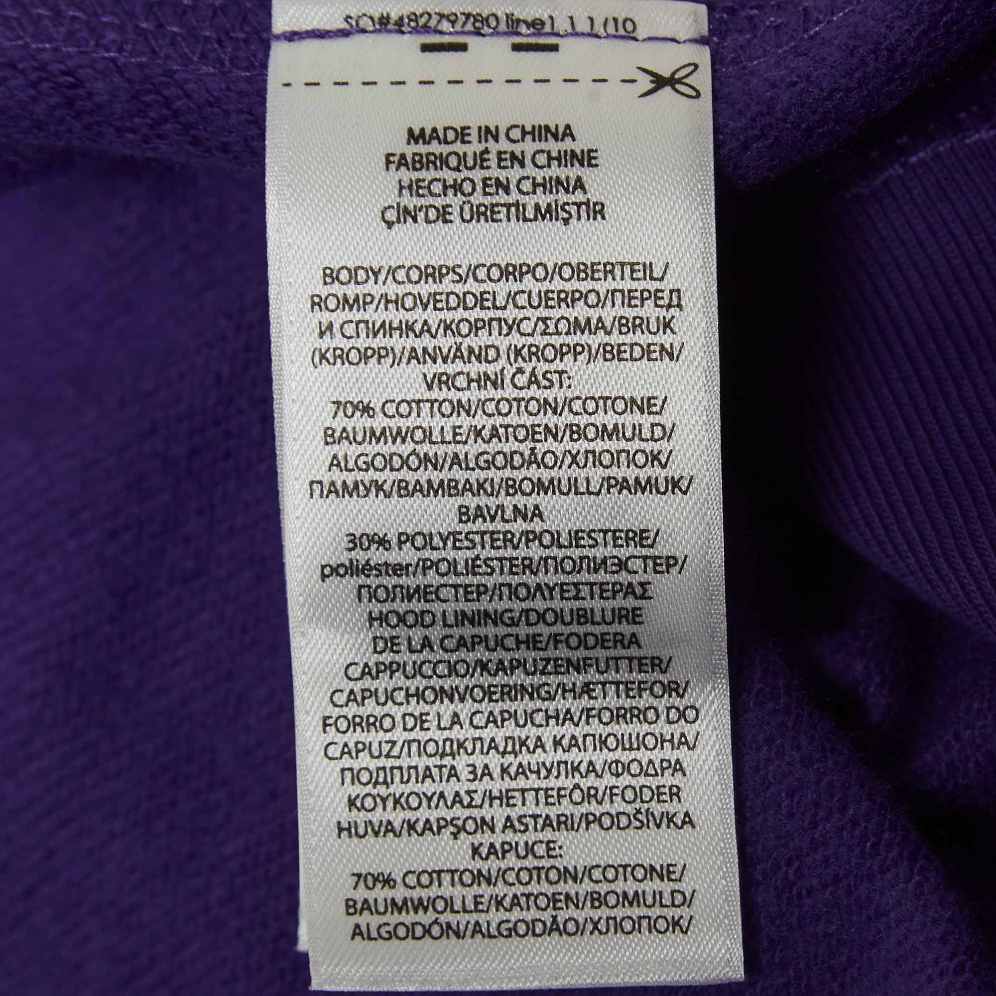 Polo Ralph Lauren Purple Cotton Blend Zip Front Hooded Sweatshirt XS