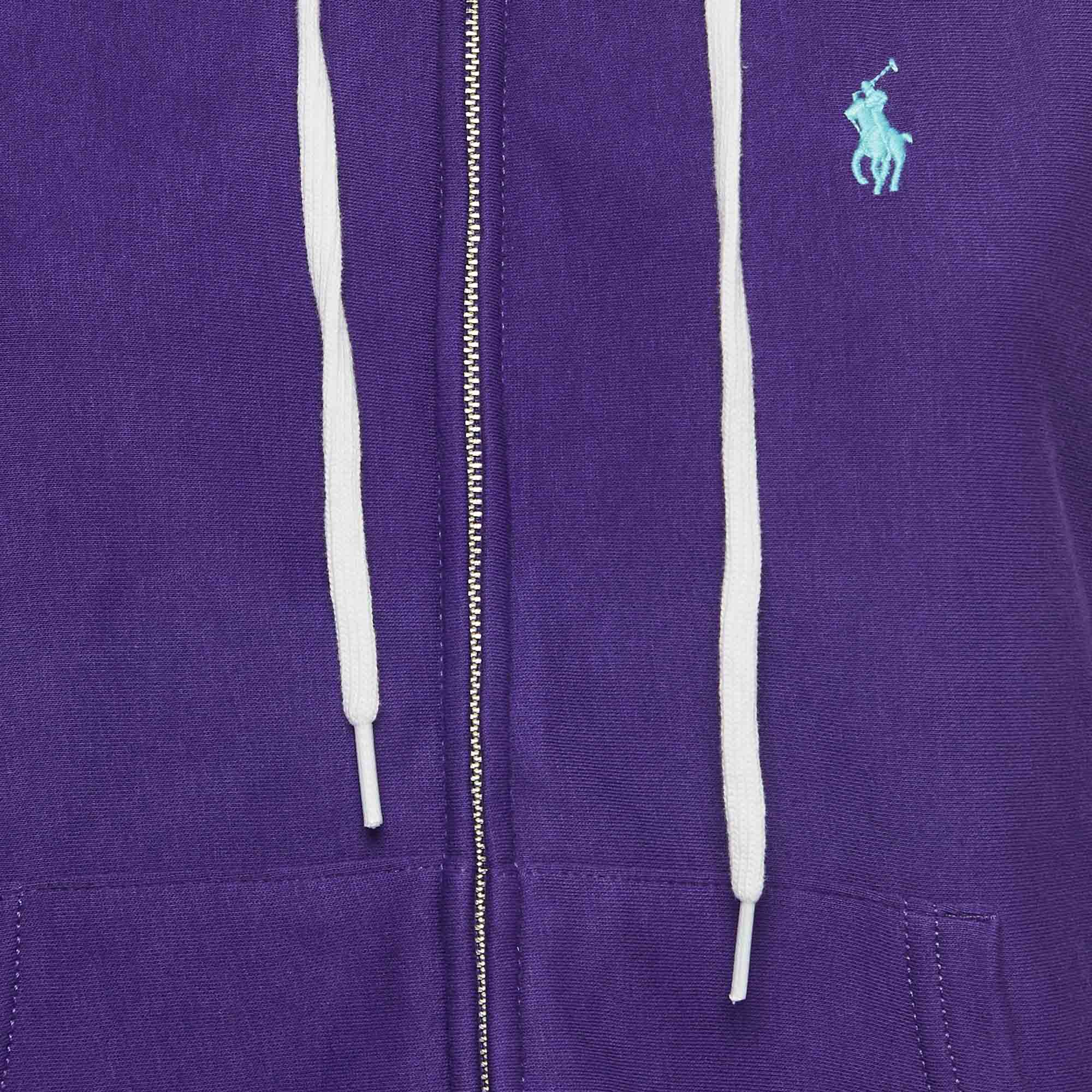 Polo Ralph Lauren Purple Cotton Blend Zip Front Hooded Sweatshirt XS