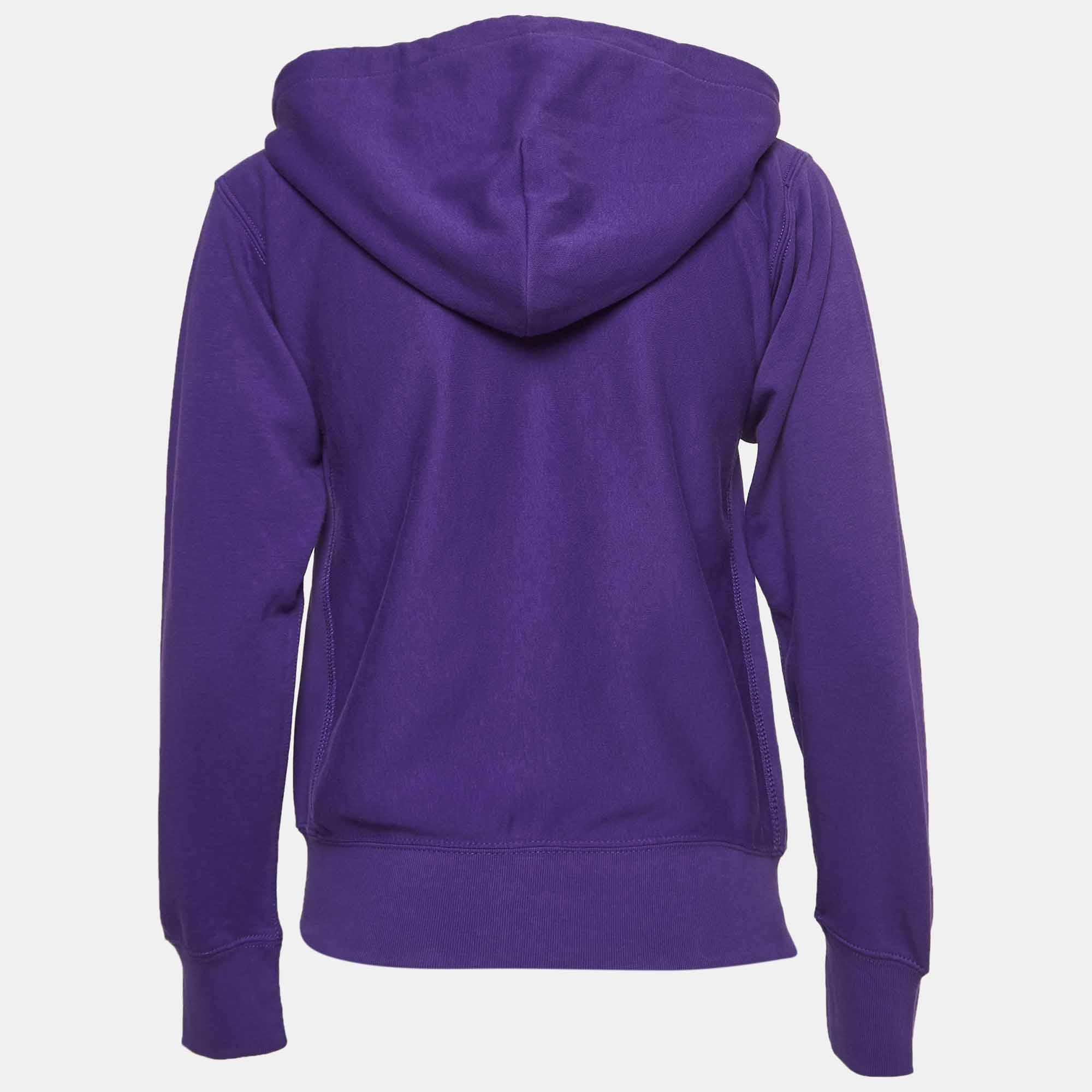 Polo Ralph Lauren Purple Cotton Blend Zip Front Hooded Sweatshirt XS