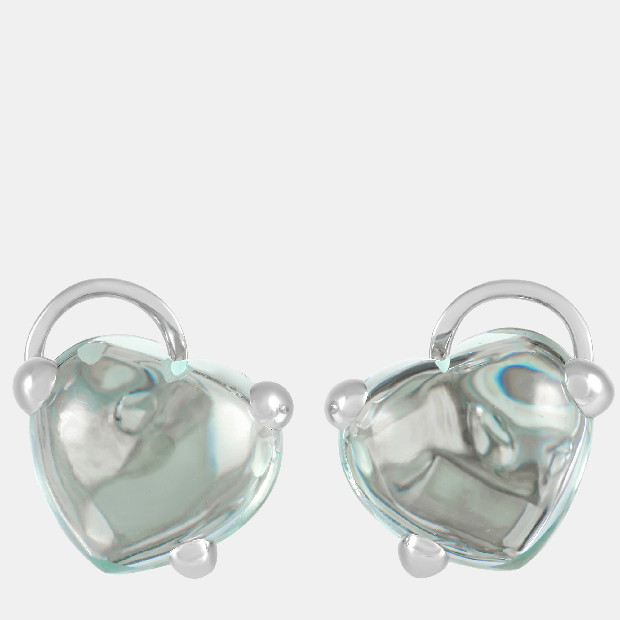 Pomellato 18k white gold aquamarine clipon earrings