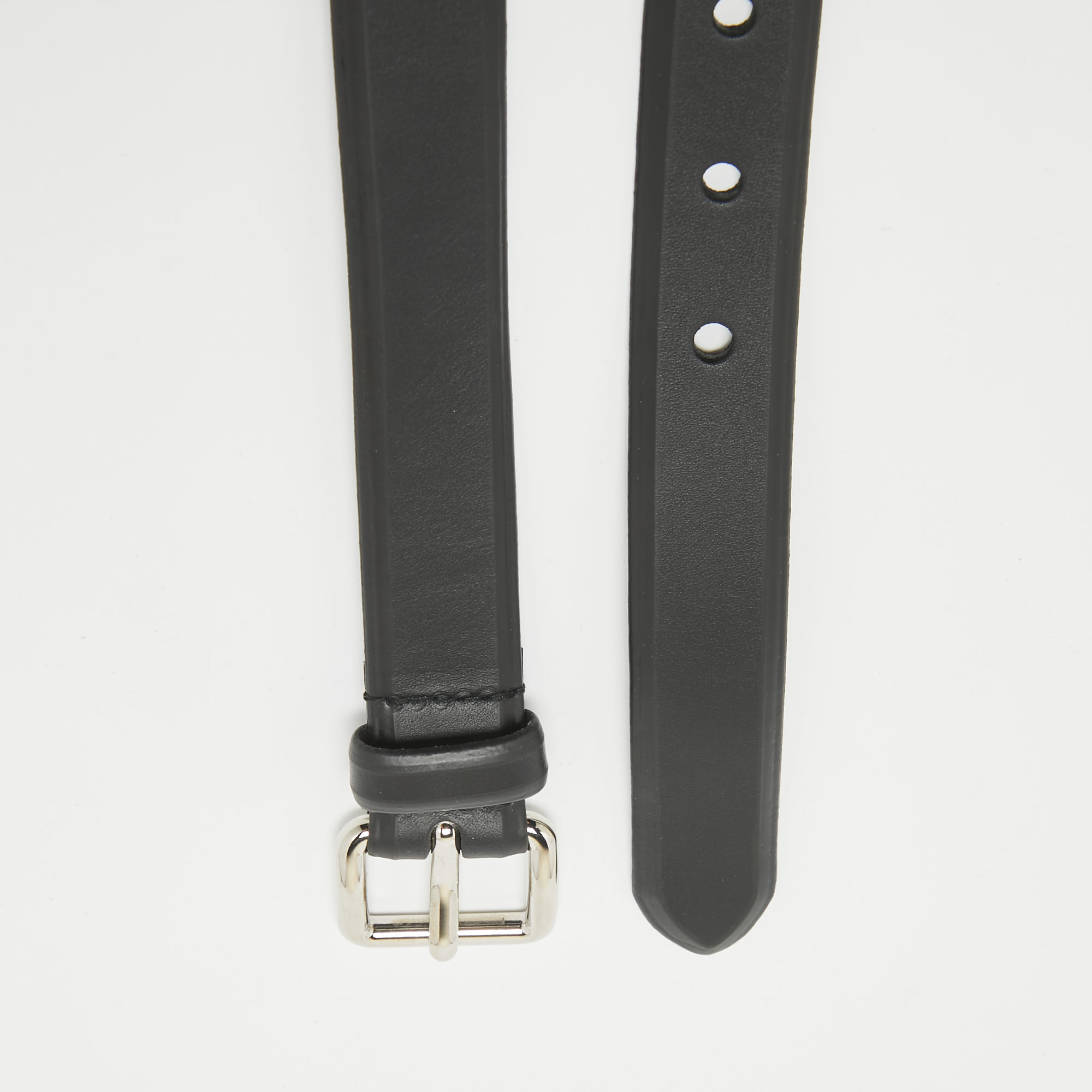 Prada Black Leather Slim Belt 85CM