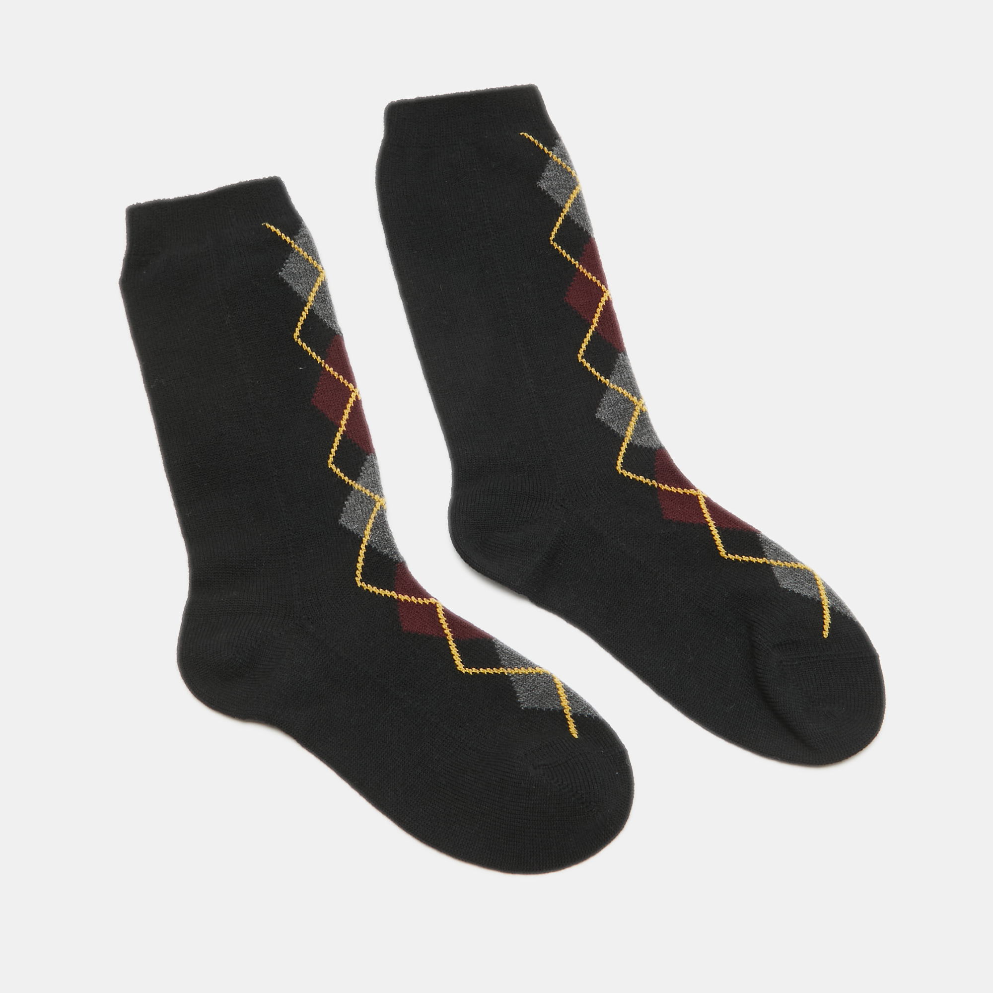Prada black patterned wool socks s