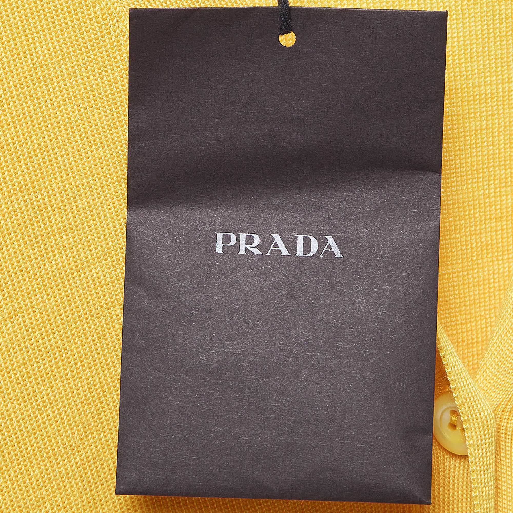 Prada Yellow Cashmere Blend Rib Knit Cardigan M