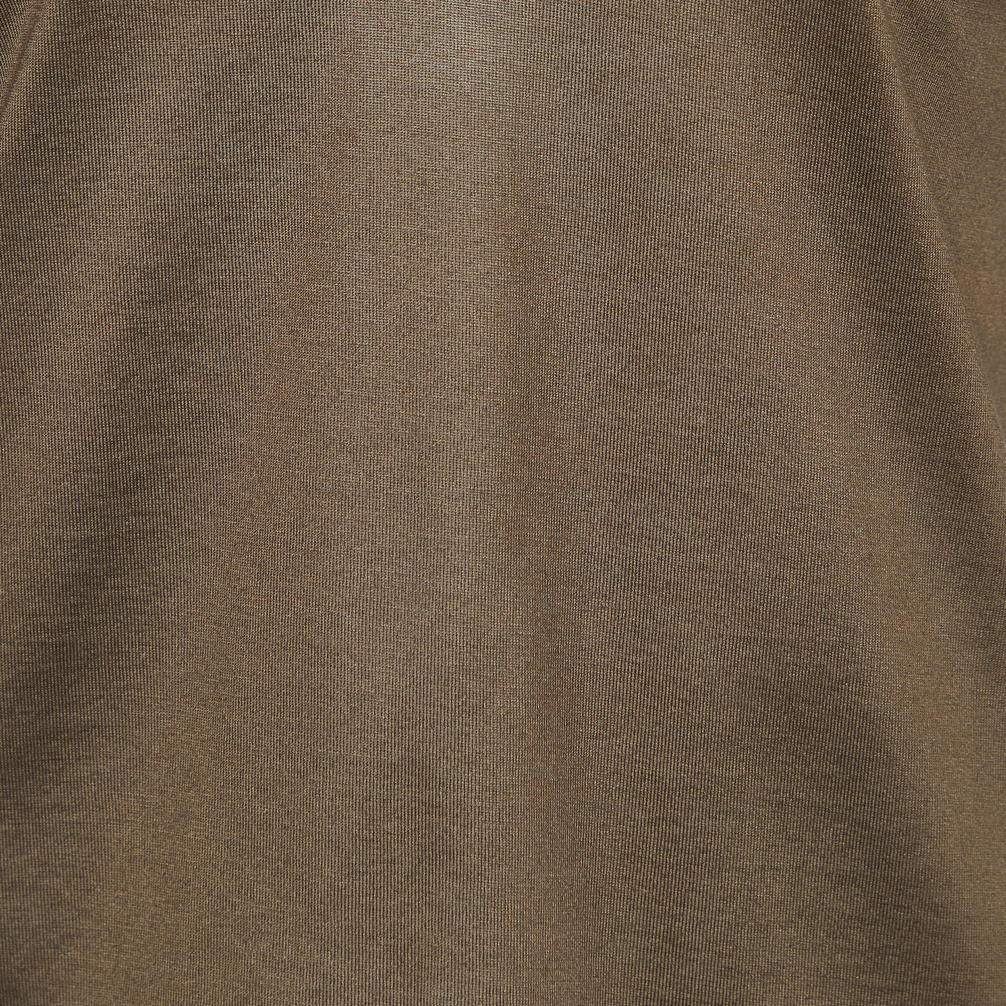 Prada Brown Cotton Knit V-Neck T-Shirt L