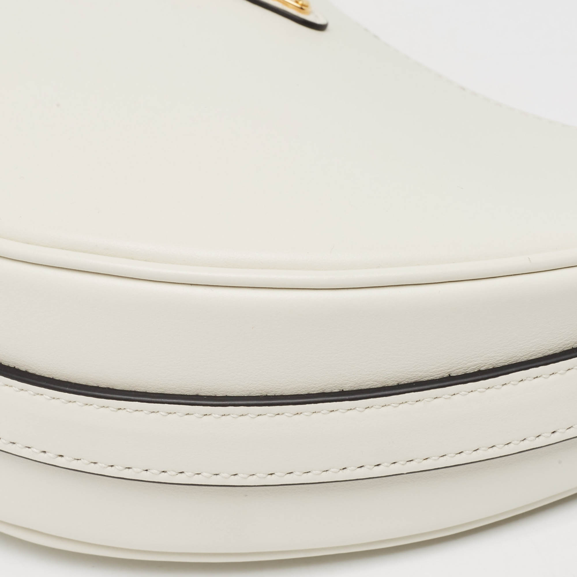 Prada White Leather Arqué Shoulder Bag