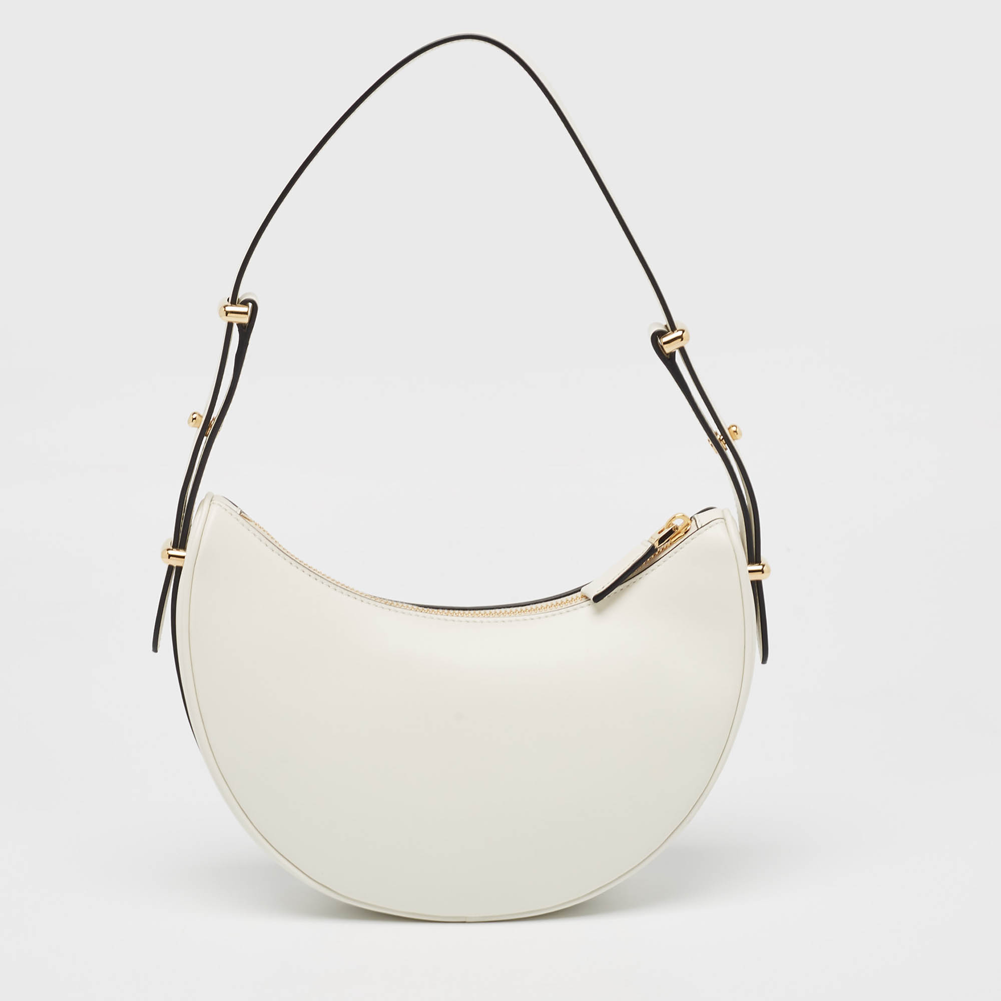 Prada White Leather Arqué Shoulder Bag