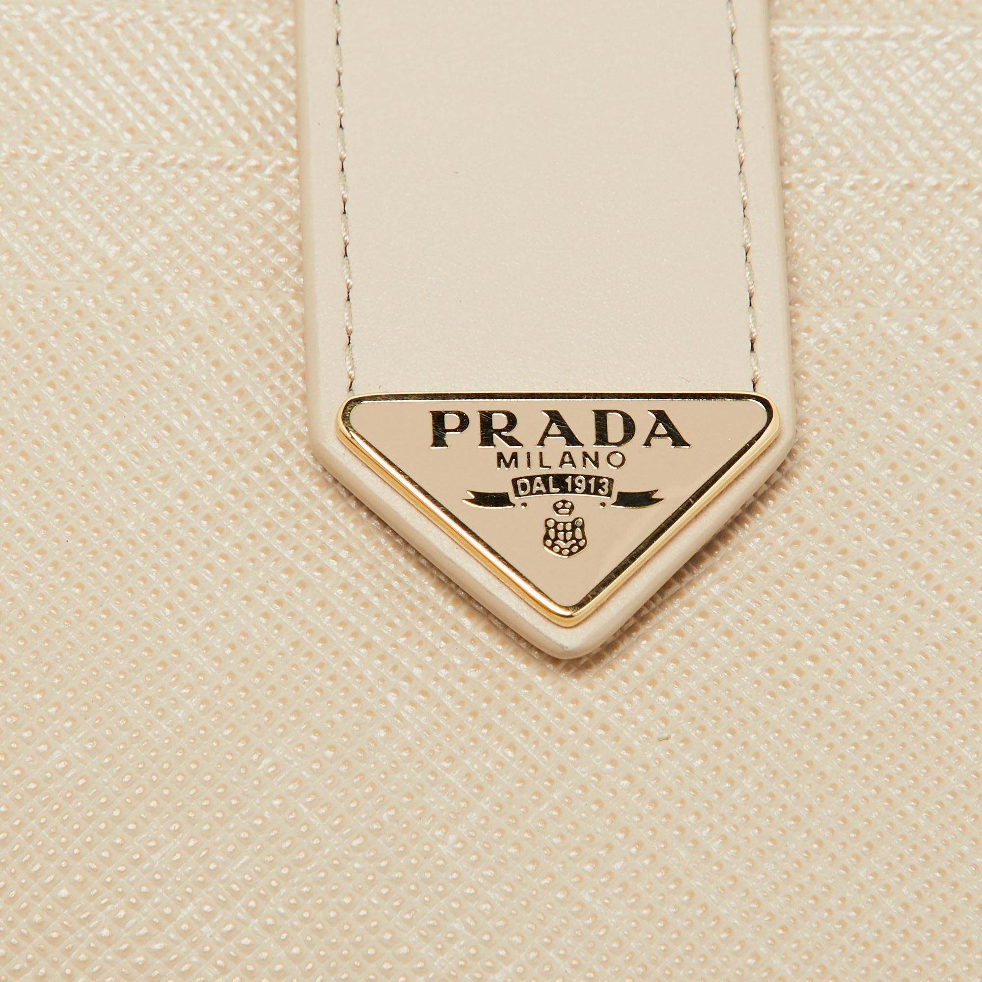 Prada Beige Saffiano Leather Compact Wallet