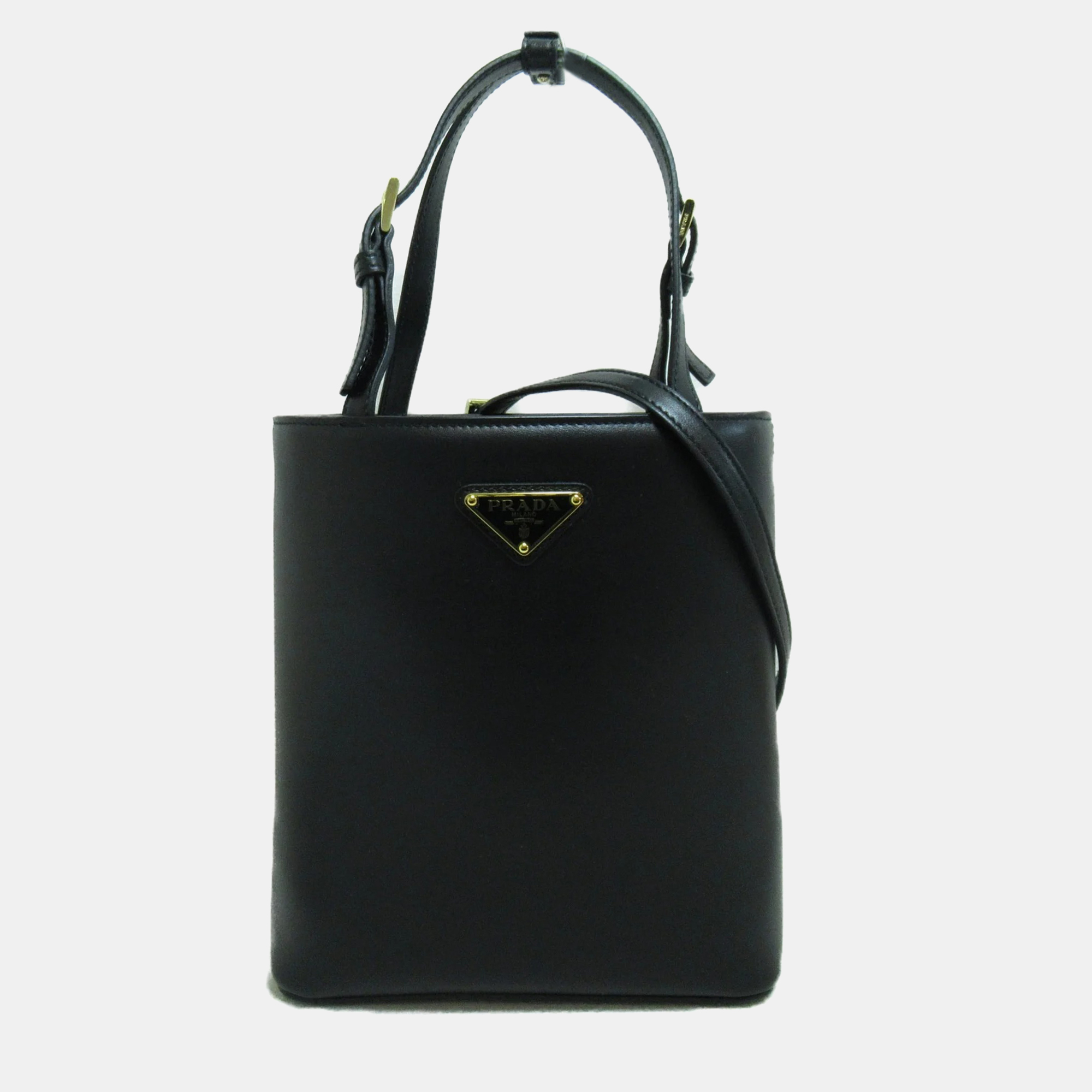 Prada black saffiano leather small panier shoulder bag