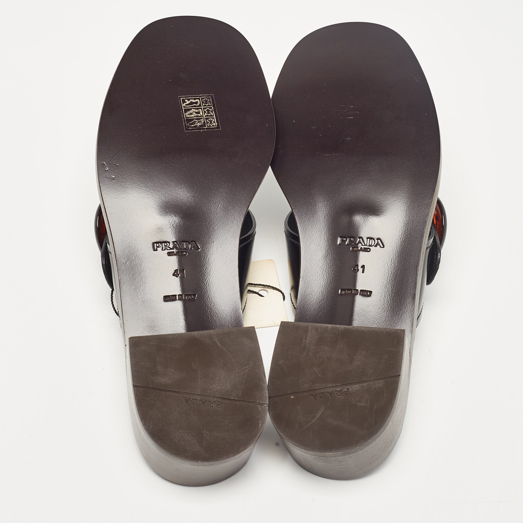 Prada Black Leather Slide Sandals Size 41