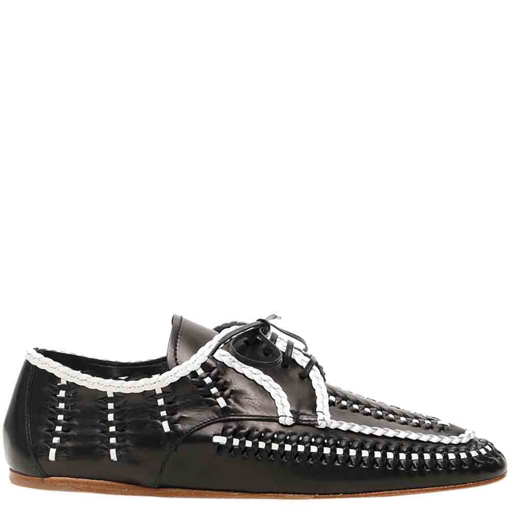 Prada Black Woven Lace-Up Shoes Size IT 35